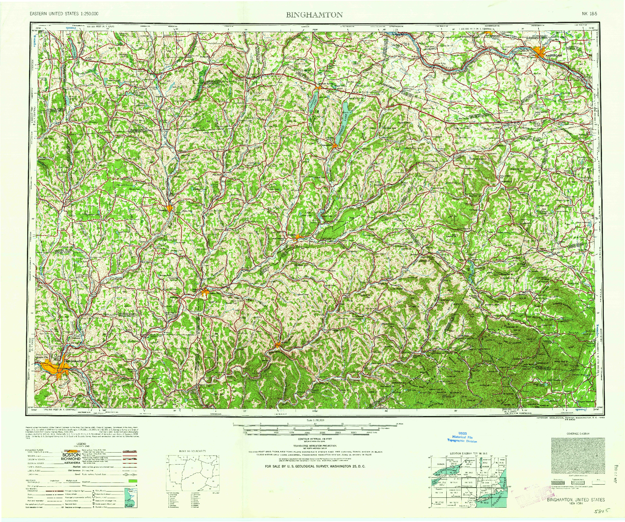 USGS 1:250000-SCALE QUADRANGLE FOR BINGHAMTON, NY 1963