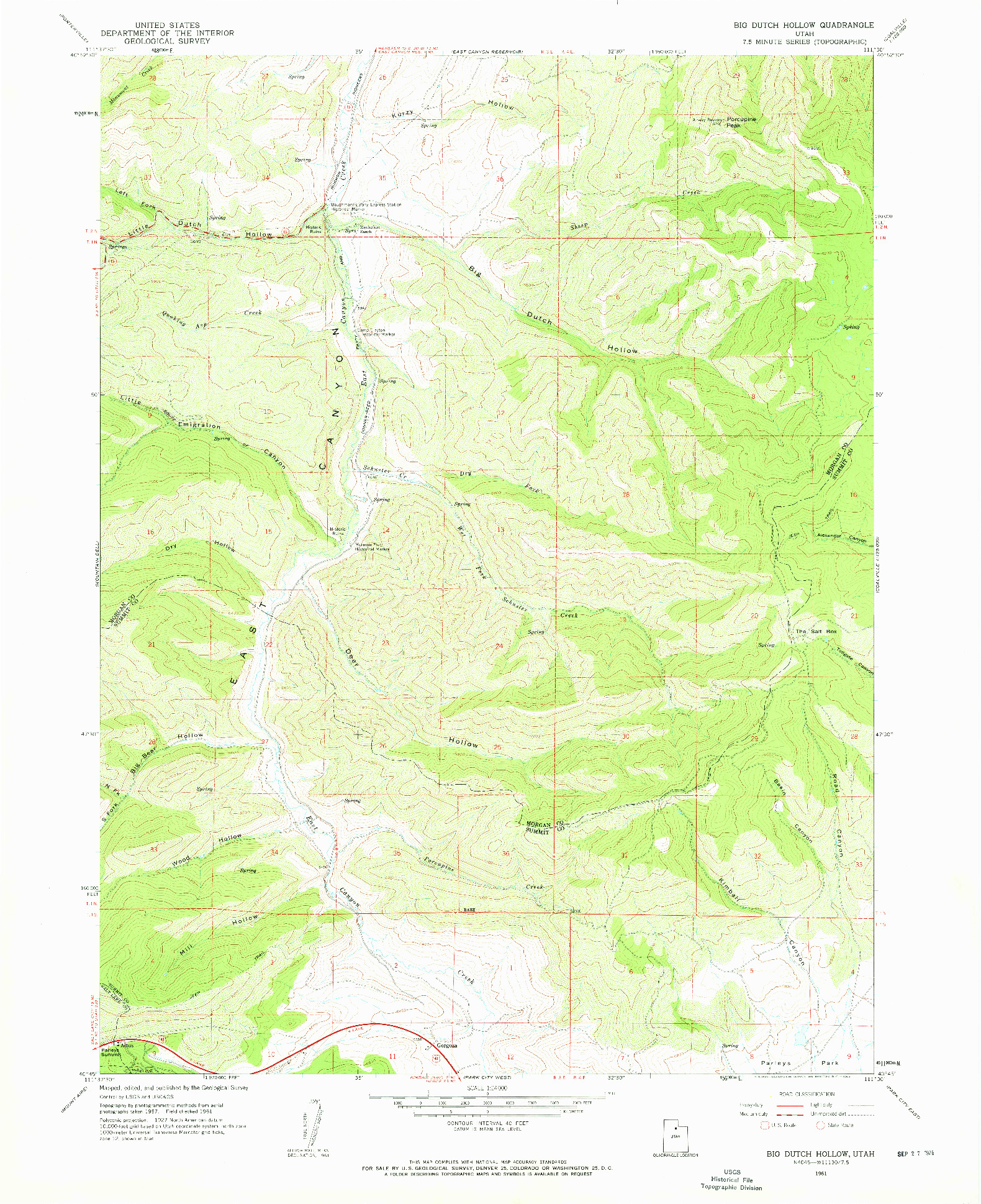 USGS 1:24000-SCALE QUADRANGLE FOR BIG DUTCH HOLLOW, UT 1961