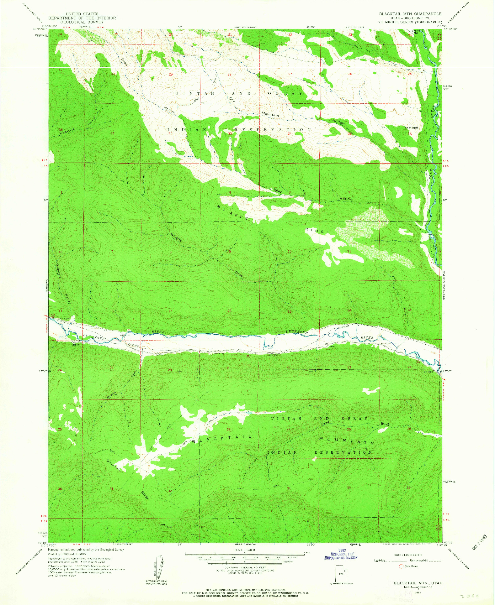 USGS 1:24000-SCALE QUADRANGLE FOR BLACKTAIL MTN, UT 1962