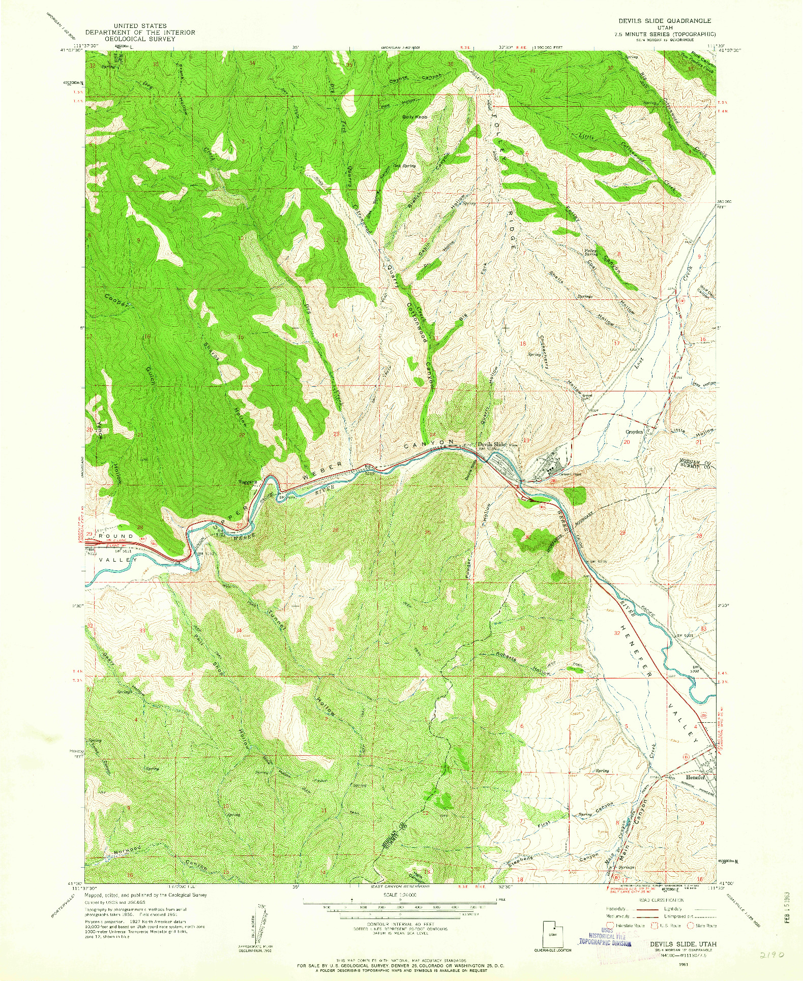 USGS 1:24000-SCALE QUADRANGLE FOR DEVILS SLIDE, UT 1961