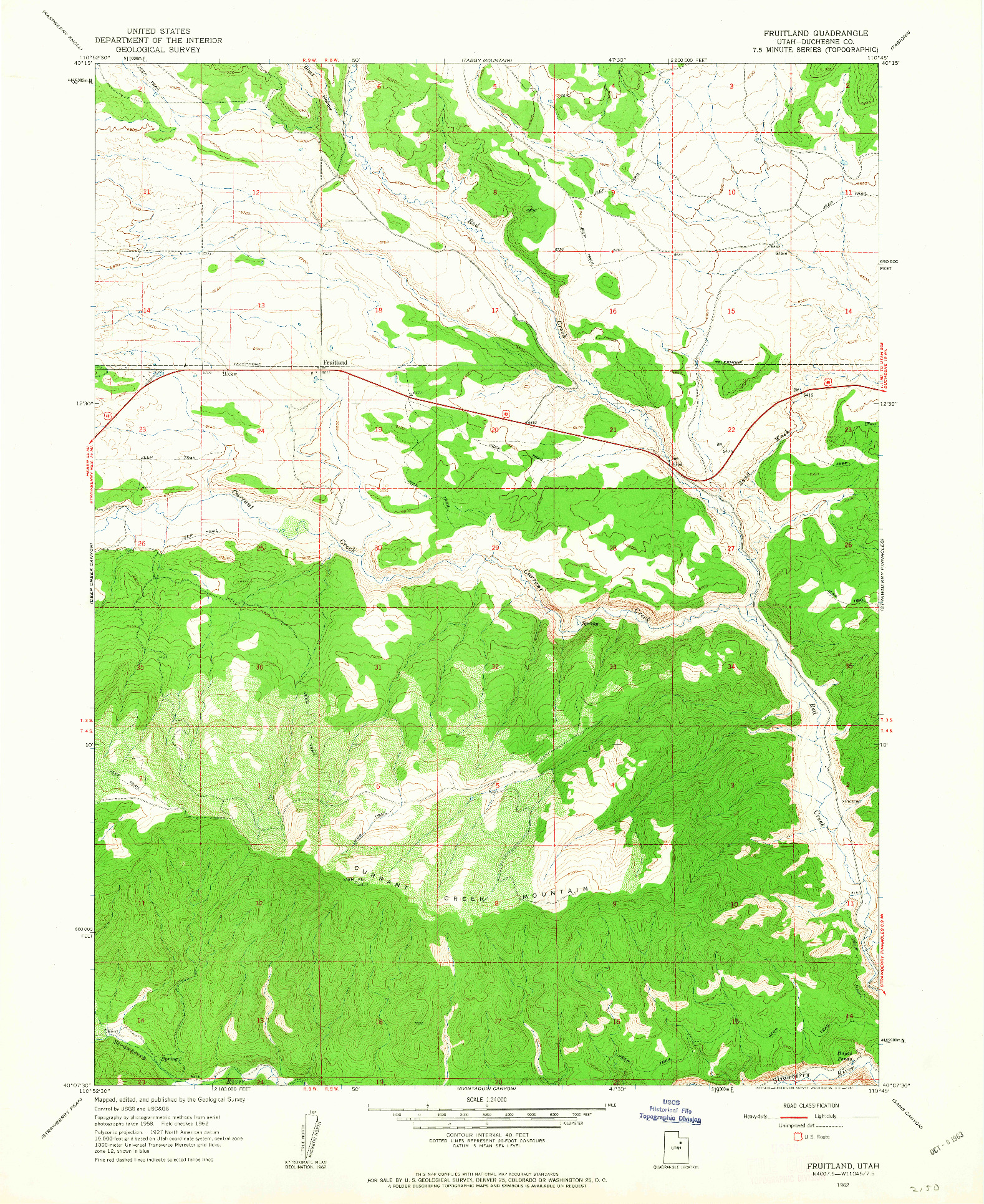USGS 1:24000-SCALE QUADRANGLE FOR FRUITLAND, UT 1962