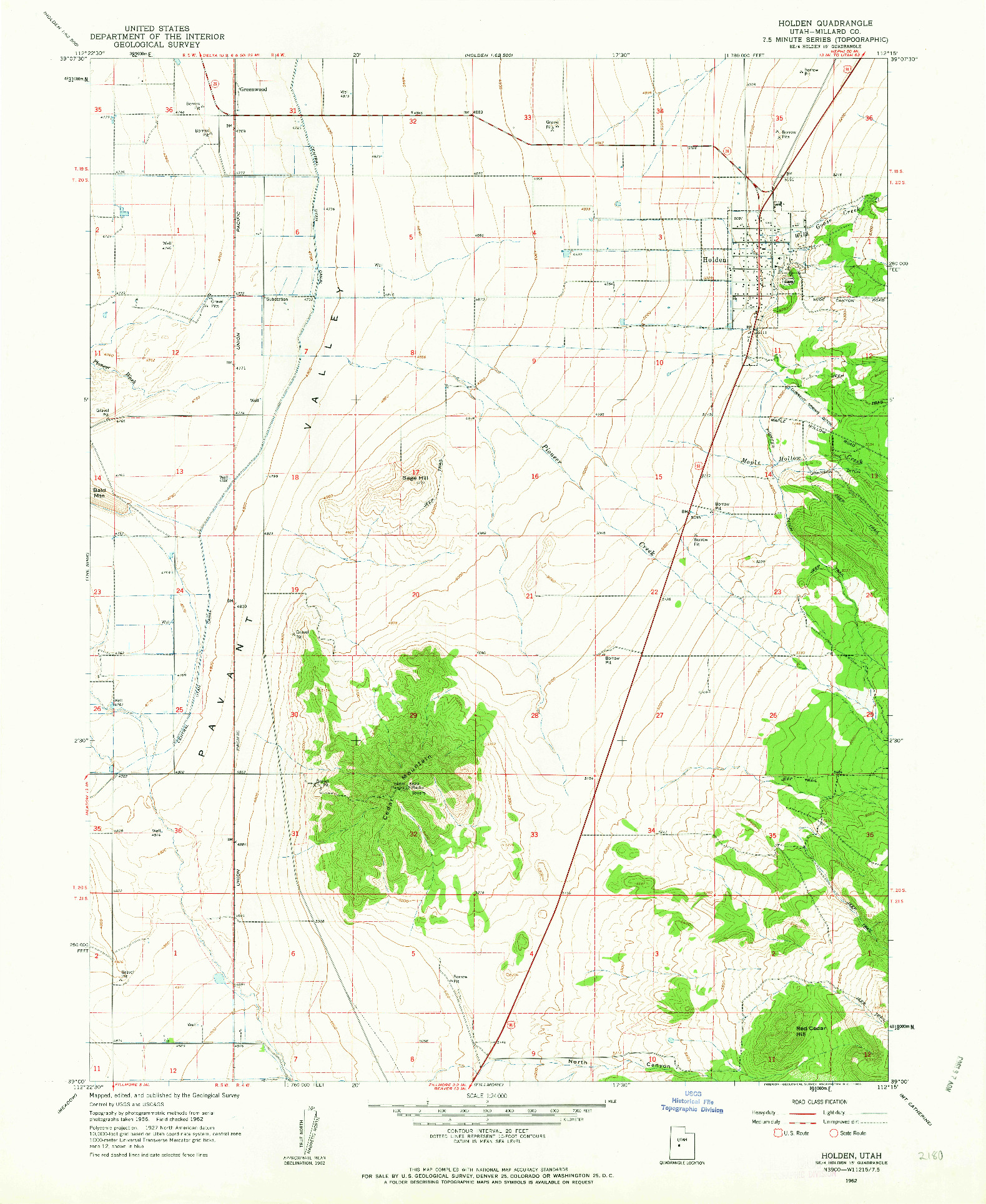 USGS 1:24000-SCALE QUADRANGLE FOR HOLDEN, UT 1962