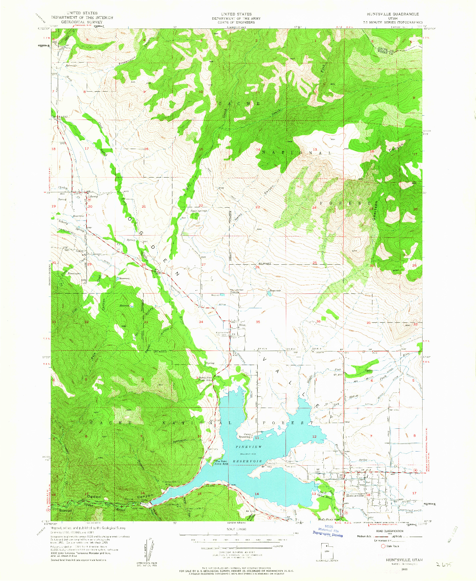 USGS 1:24000-SCALE QUADRANGLE FOR HUNTSVILLE, UT 1955