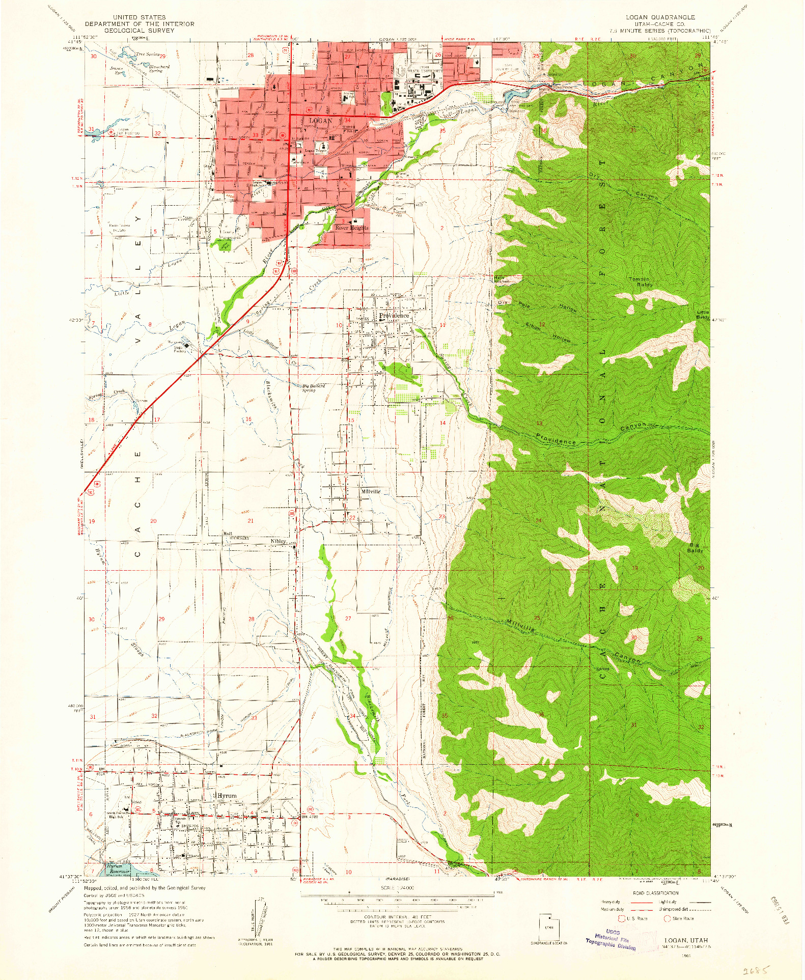 USGS 1:24000-SCALE QUADRANGLE FOR LOGAN, UT 1961