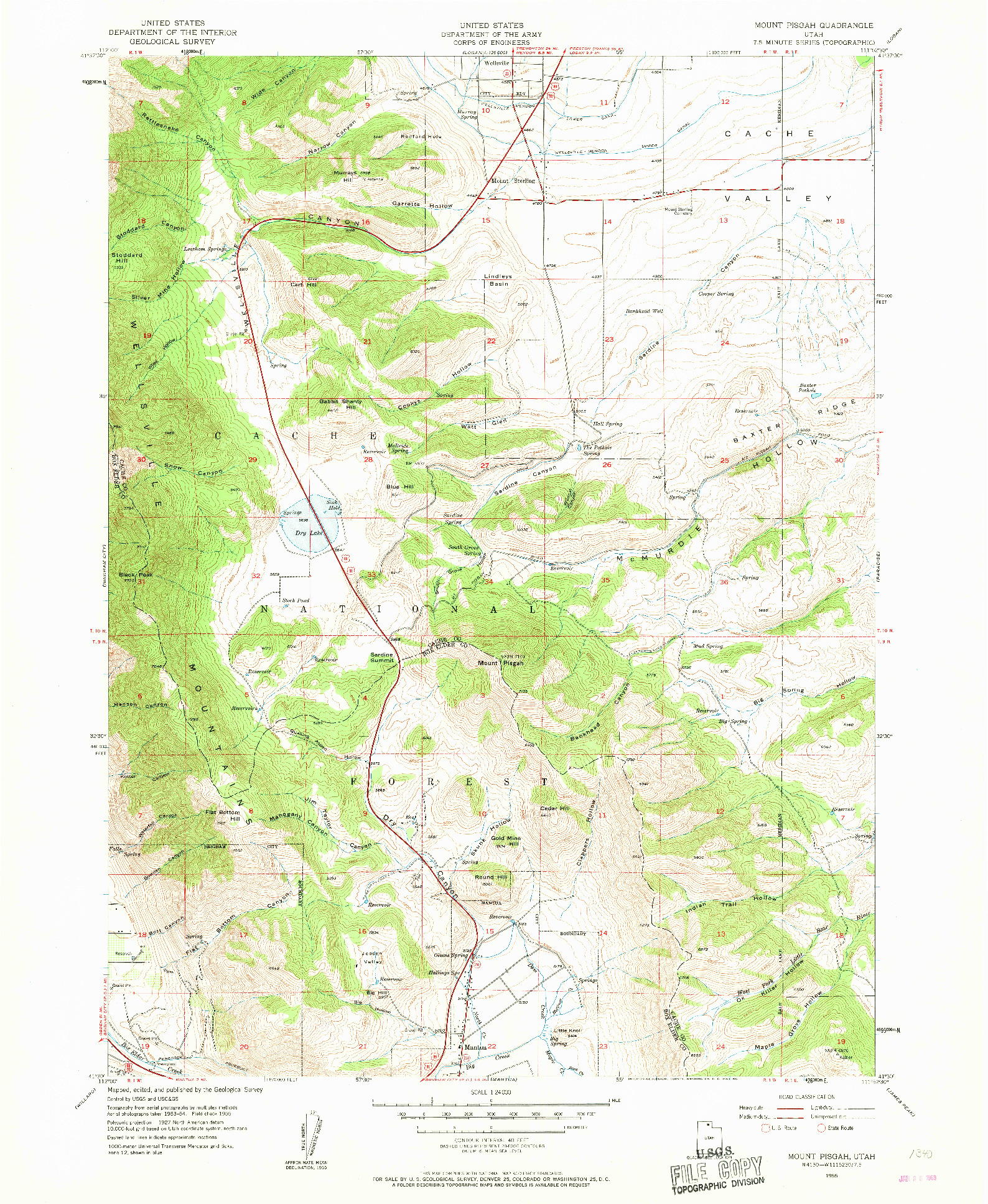 USGS 1:24000-SCALE QUADRANGLE FOR MOUNT PISGAH, UT 1955