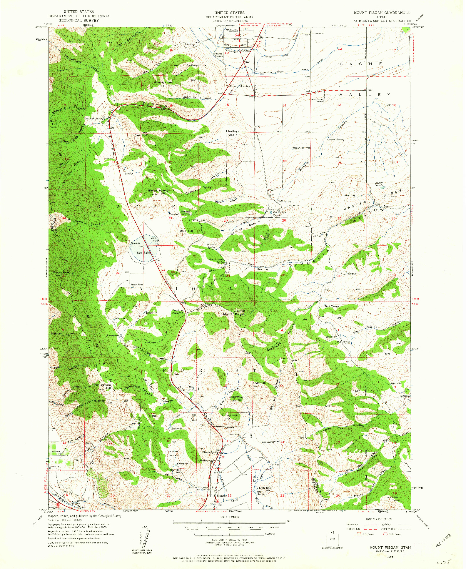 USGS 1:24000-SCALE QUADRANGLE FOR MOUNT PISGAH, UT 1955