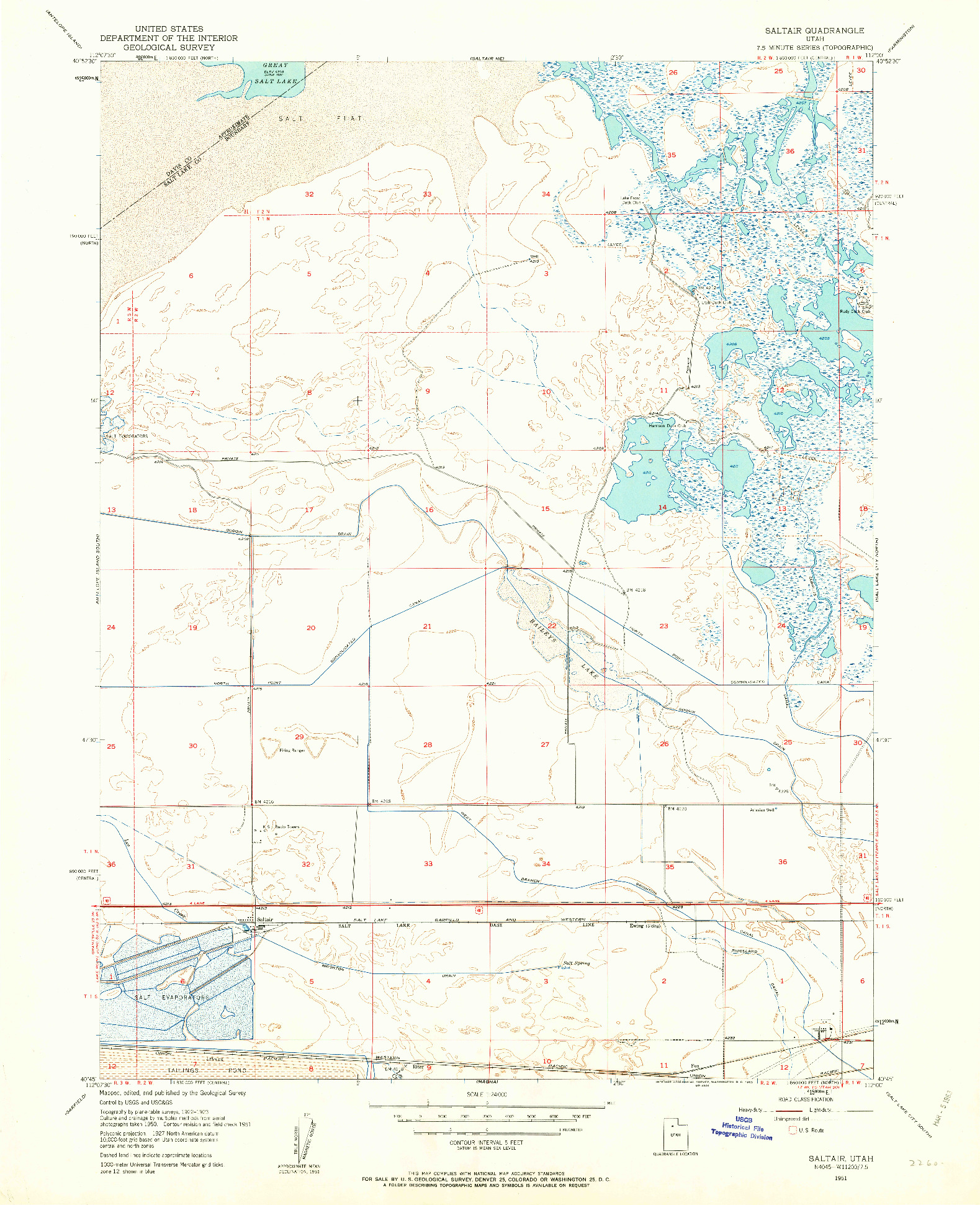 USGS 1:24000-SCALE QUADRANGLE FOR SALTAIR, UT 1951