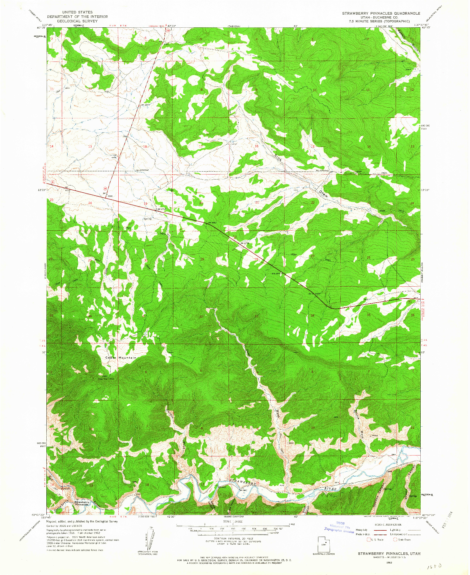 USGS 1:24000-SCALE QUADRANGLE FOR STRAWBERRY PINNACLES, UT 1962