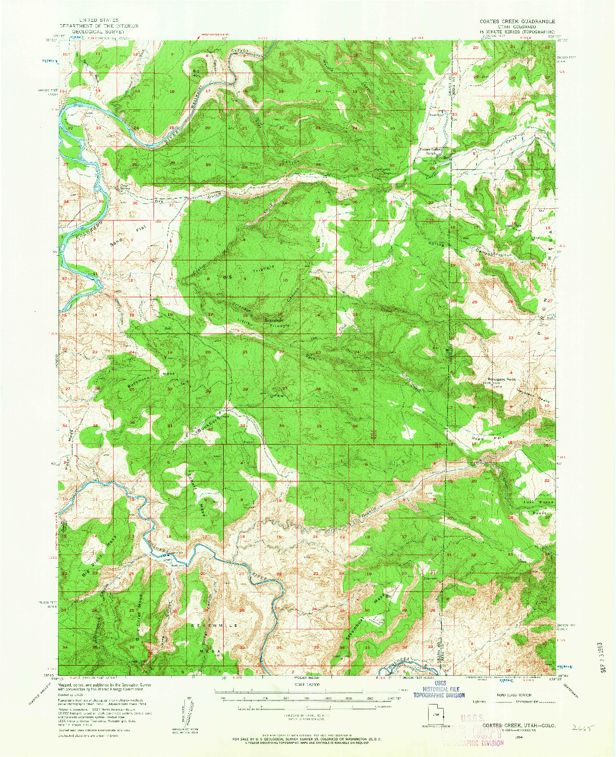 USGS 1:62500-SCALE QUADRANGLE FOR COATES CREEK, UT 1954