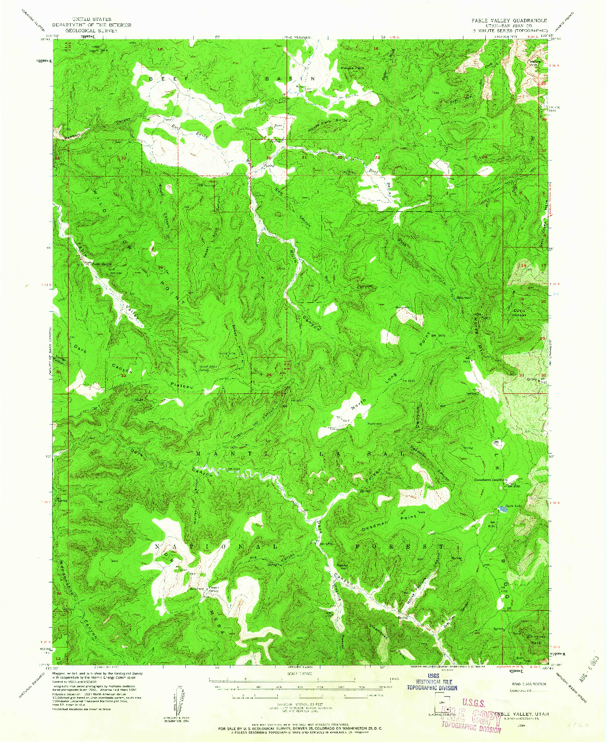 USGS 1:62500-SCALE QUADRANGLE FOR FABLE VALLEY, UT 1954