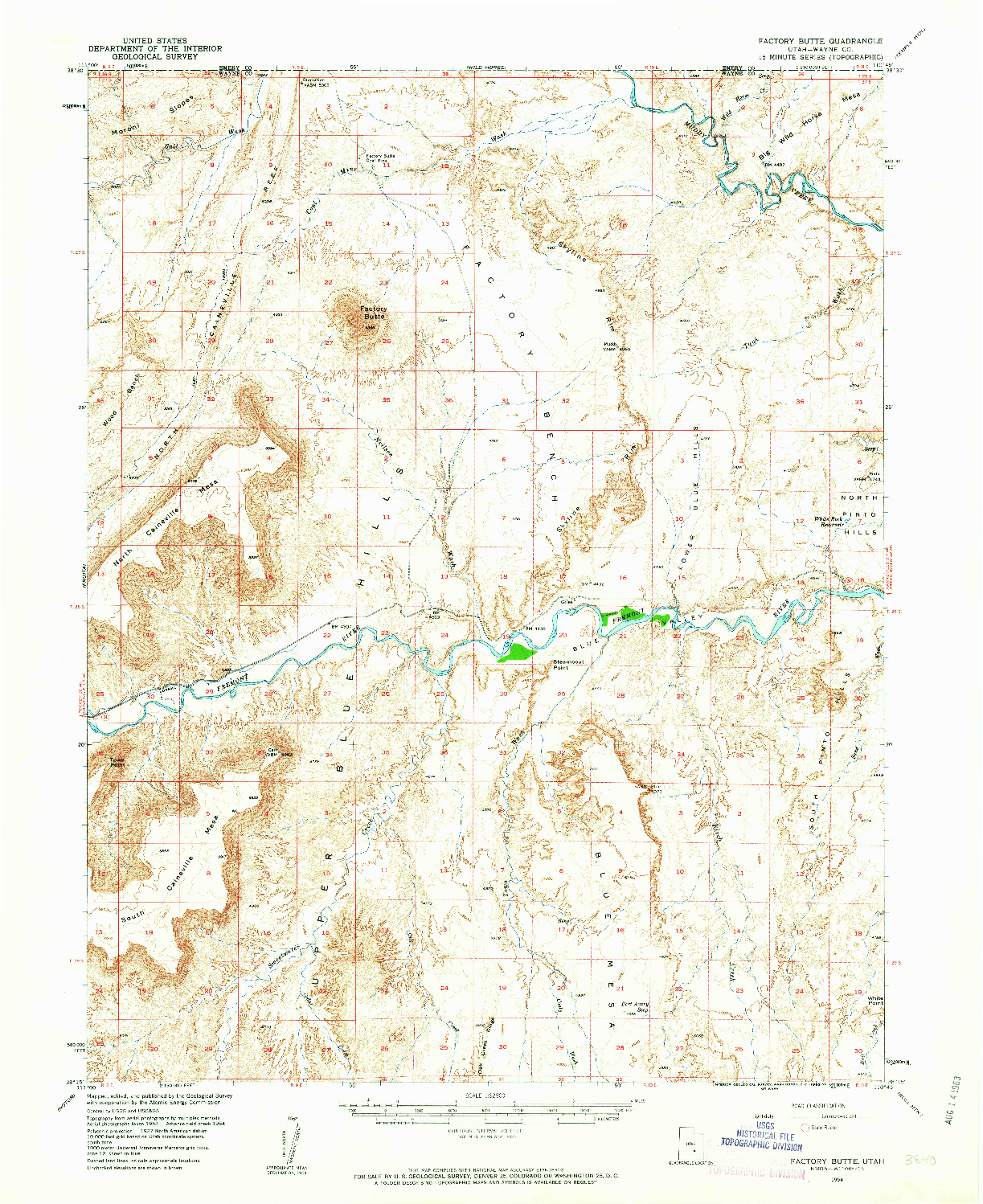 USGS 1:62500-SCALE QUADRANGLE FOR FACTORY BUTTE, UT 1954