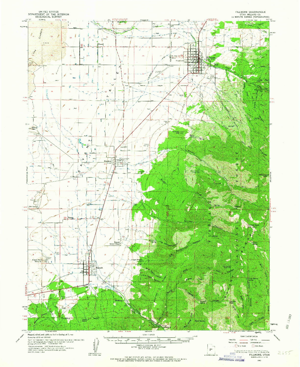 USGS 1:62500-SCALE QUADRANGLE FOR FILLMORE, UT 1962