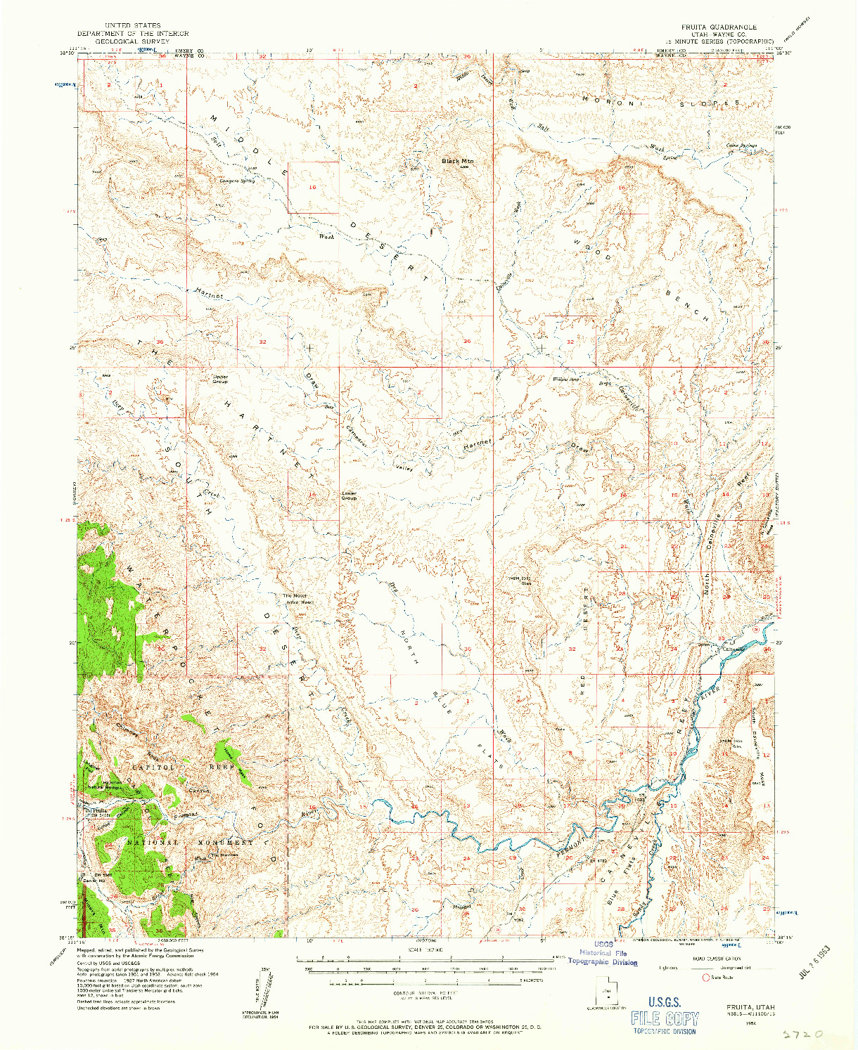 USGS 1:62500-SCALE QUADRANGLE FOR FRUITA, UT 1954