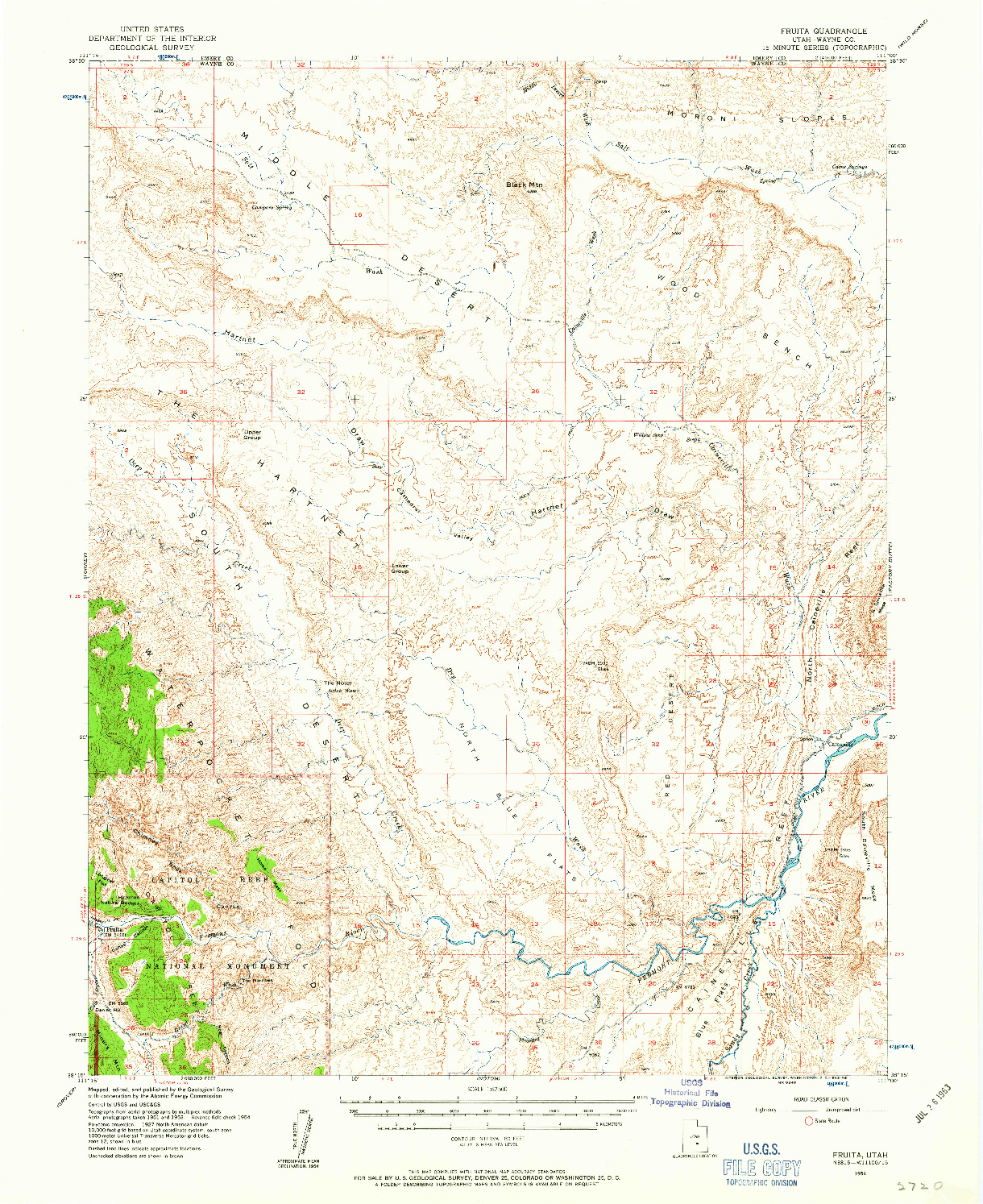 USGS 1:62500-SCALE QUADRANGLE FOR FRUITA, UT 1954