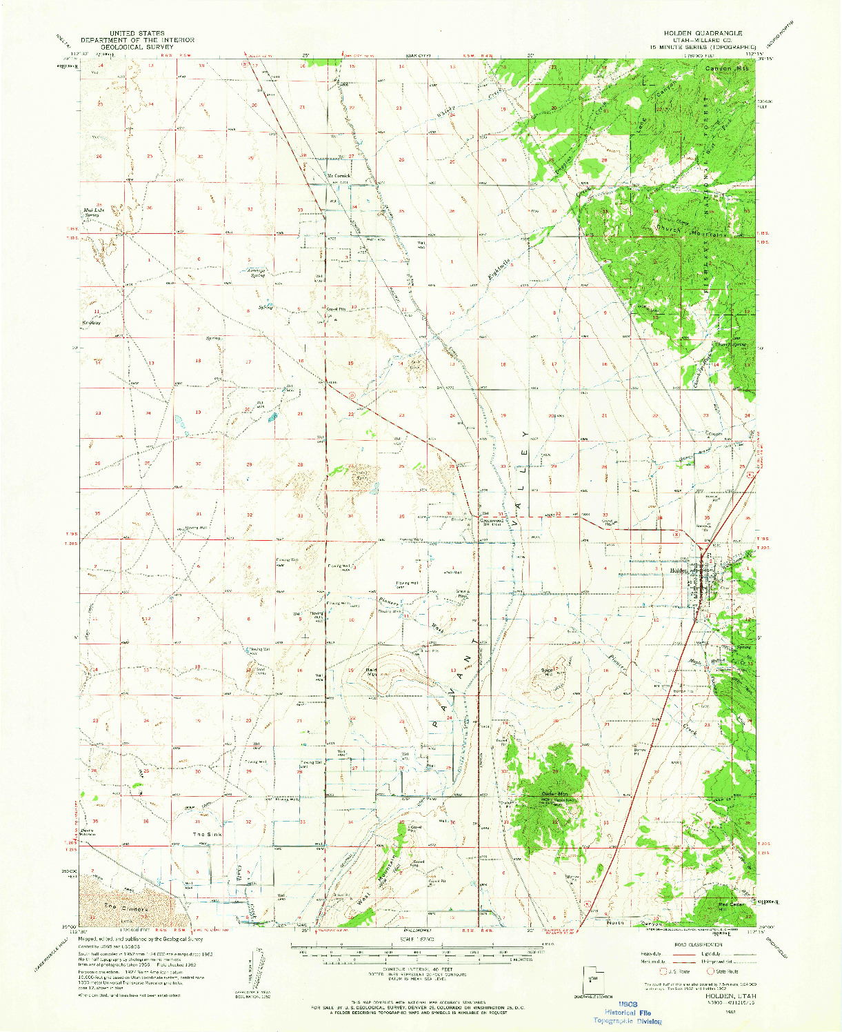 USGS 1:62500-SCALE QUADRANGLE FOR HOLDEN, UT 1962