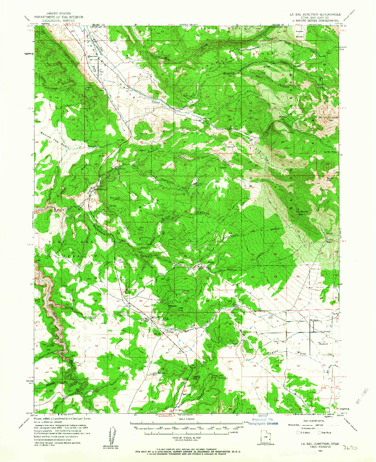 USGS 1:62500-SCALE QUADRANGLE FOR LA SAL JUNCTION, UT 1954