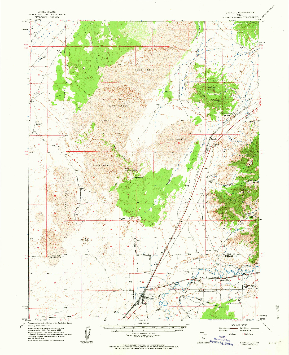 USGS 1:62500-SCALE QUADRANGLE FOR LYNNDYL, UT 1962