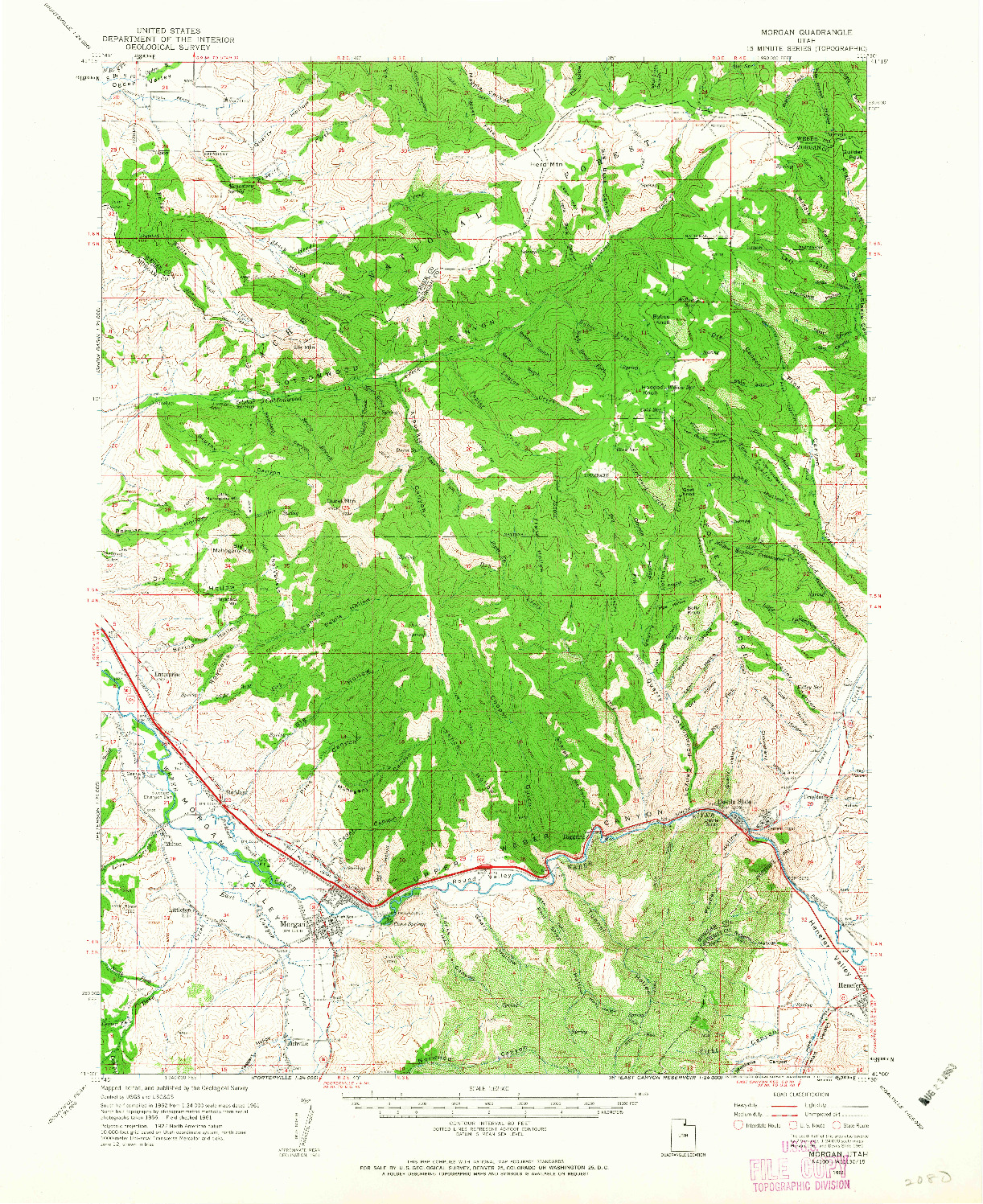 USGS 1:62500-SCALE QUADRANGLE FOR MORGAN, UT 1961