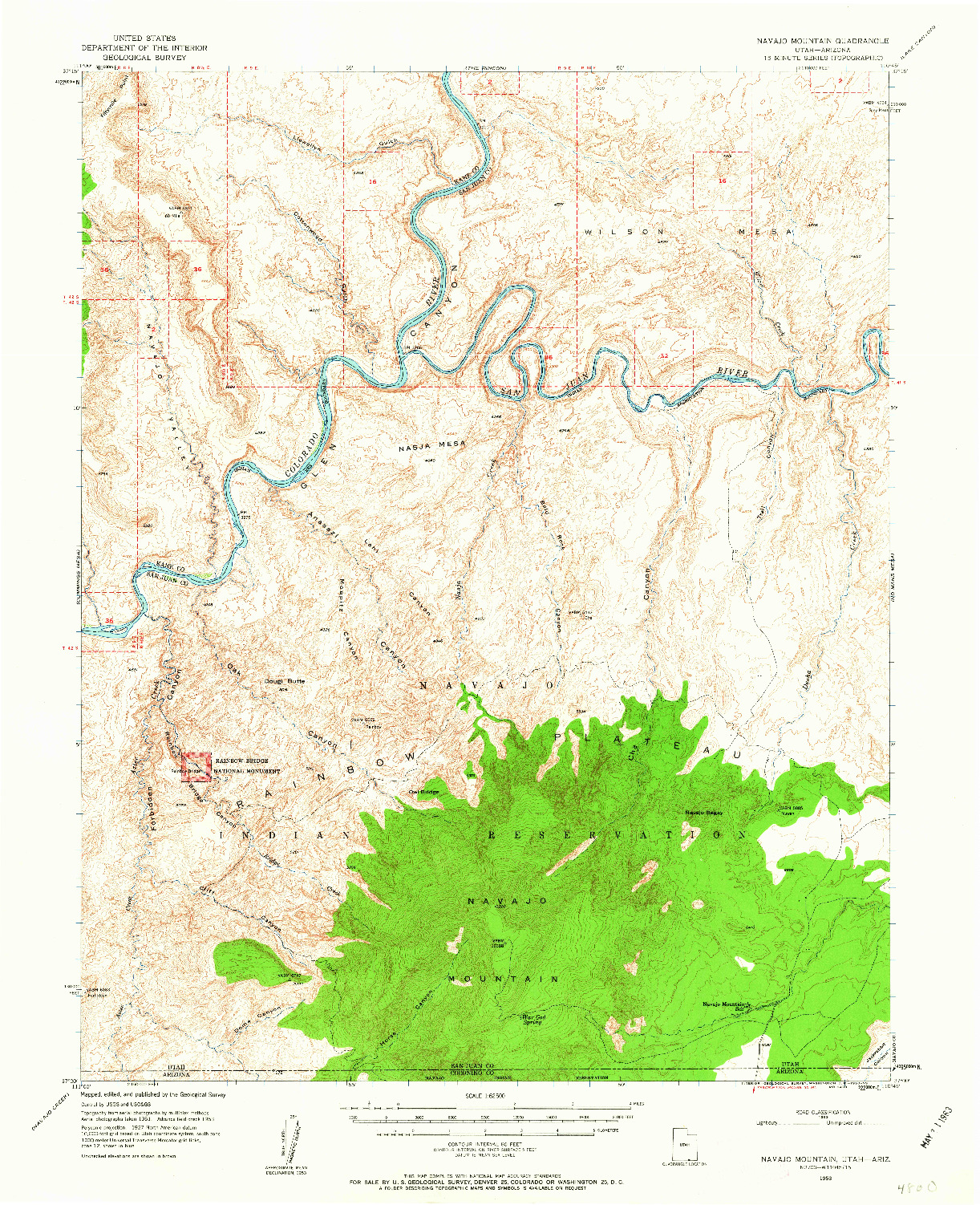 USGS 1:62500-SCALE QUADRANGLE FOR NAVAJO MOUNTAIN, UT 1953