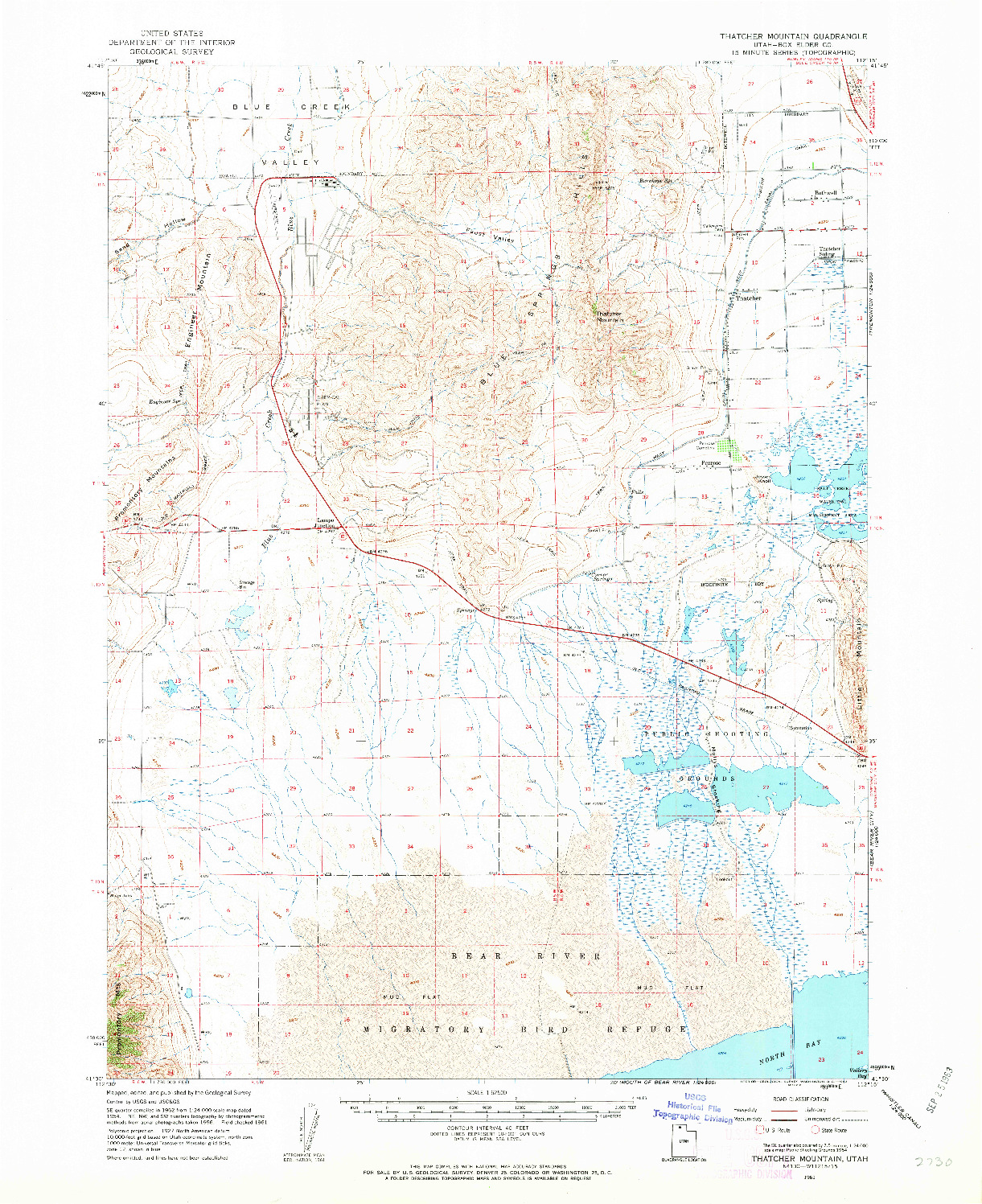 USGS 1:62500-SCALE QUADRANGLE FOR THATCHER MOUNTAIN, UT 1961