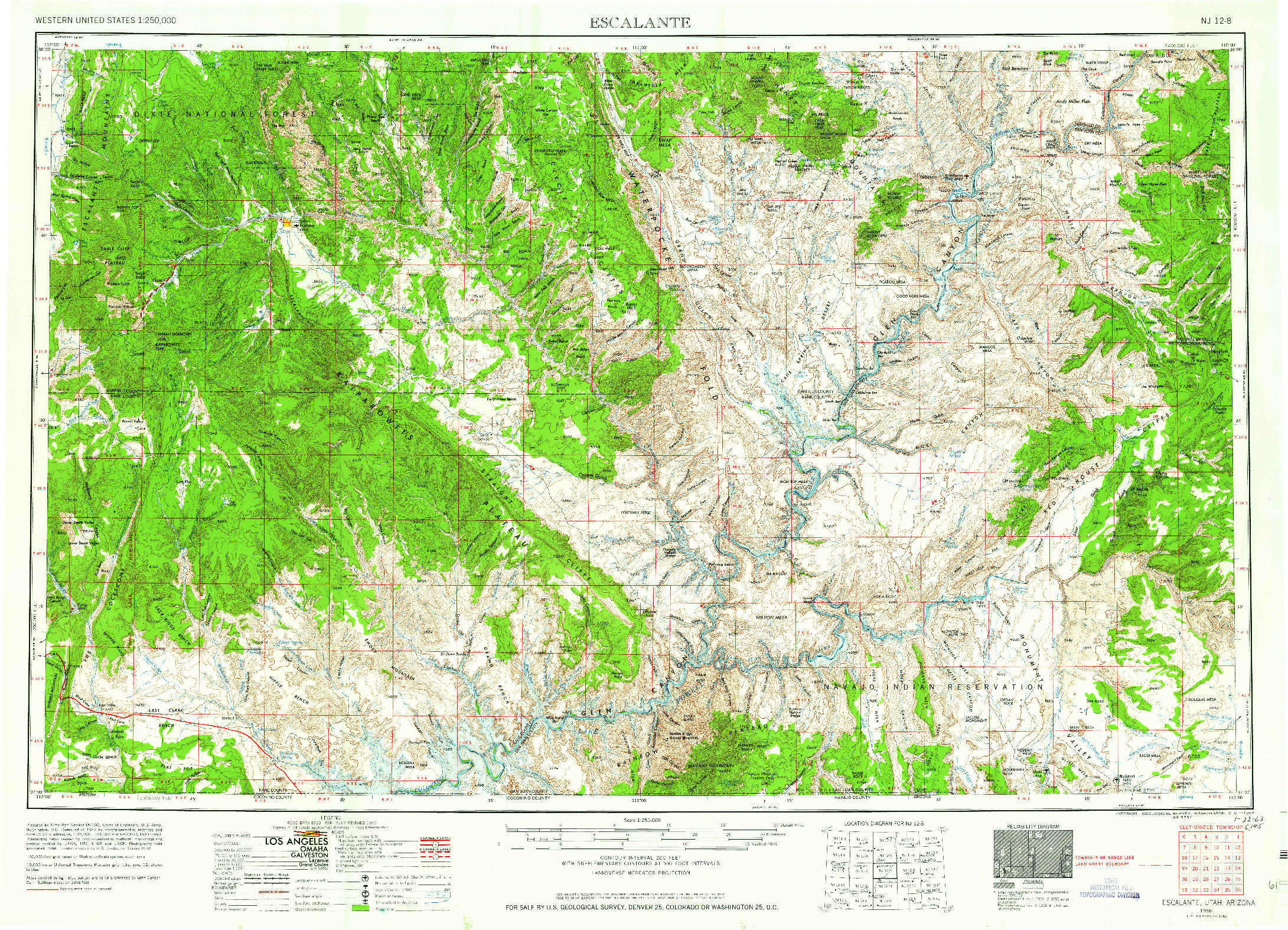 USGS 1:250000-SCALE QUADRANGLE FOR ESCALANTE, UT 1956