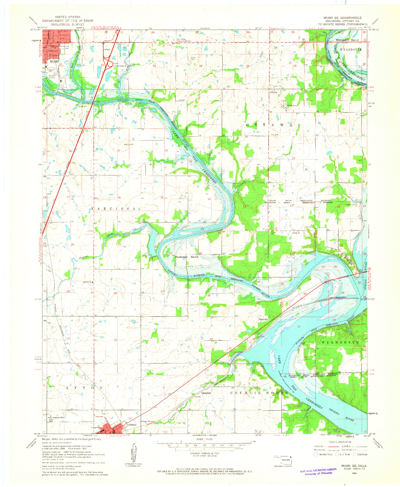 USGS 1:24000-SCALE QUADRANGLE FOR MIAMI SE, OK 1961