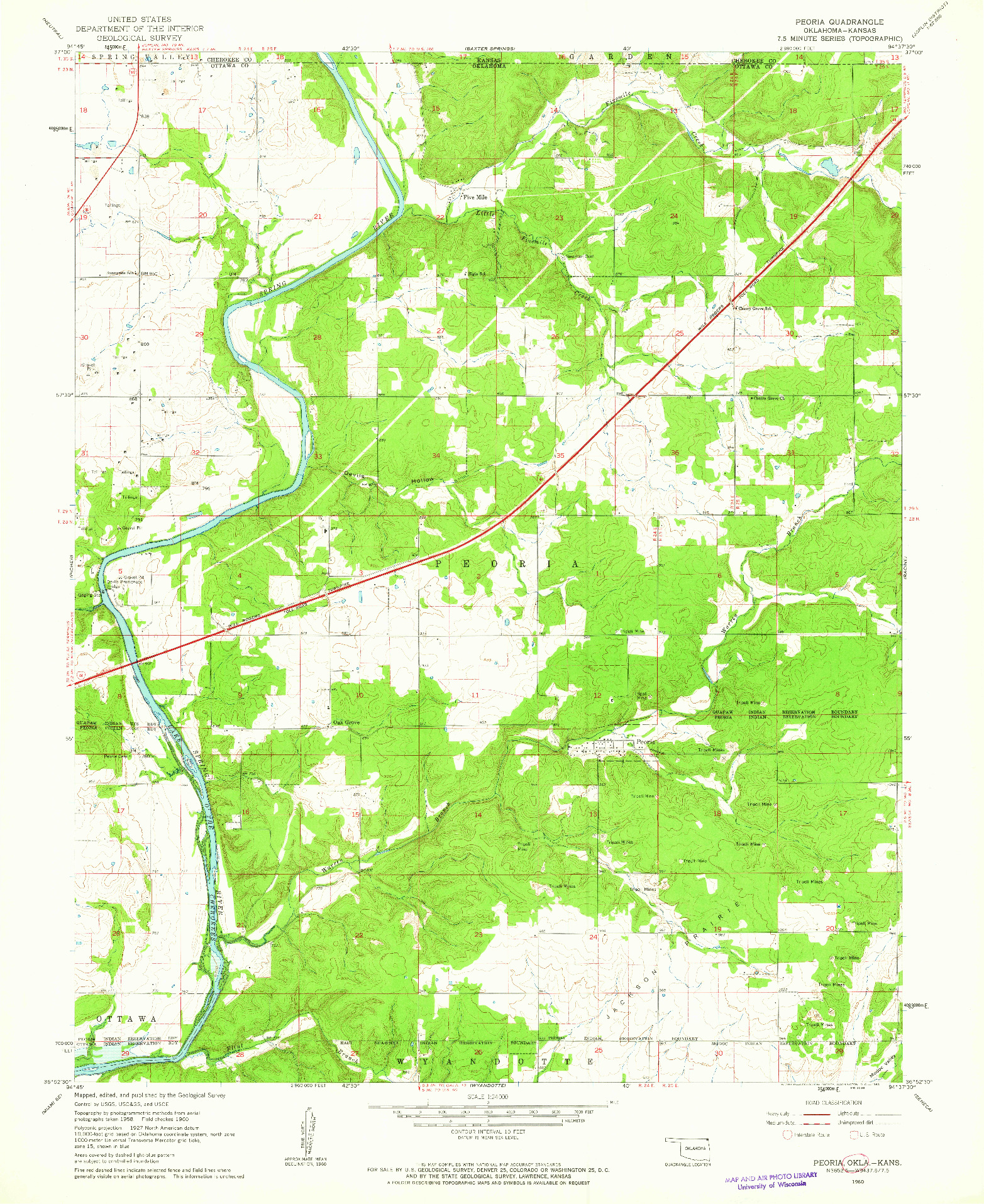 USGS 1:24000-SCALE QUADRANGLE FOR PEORIA, OK 1960