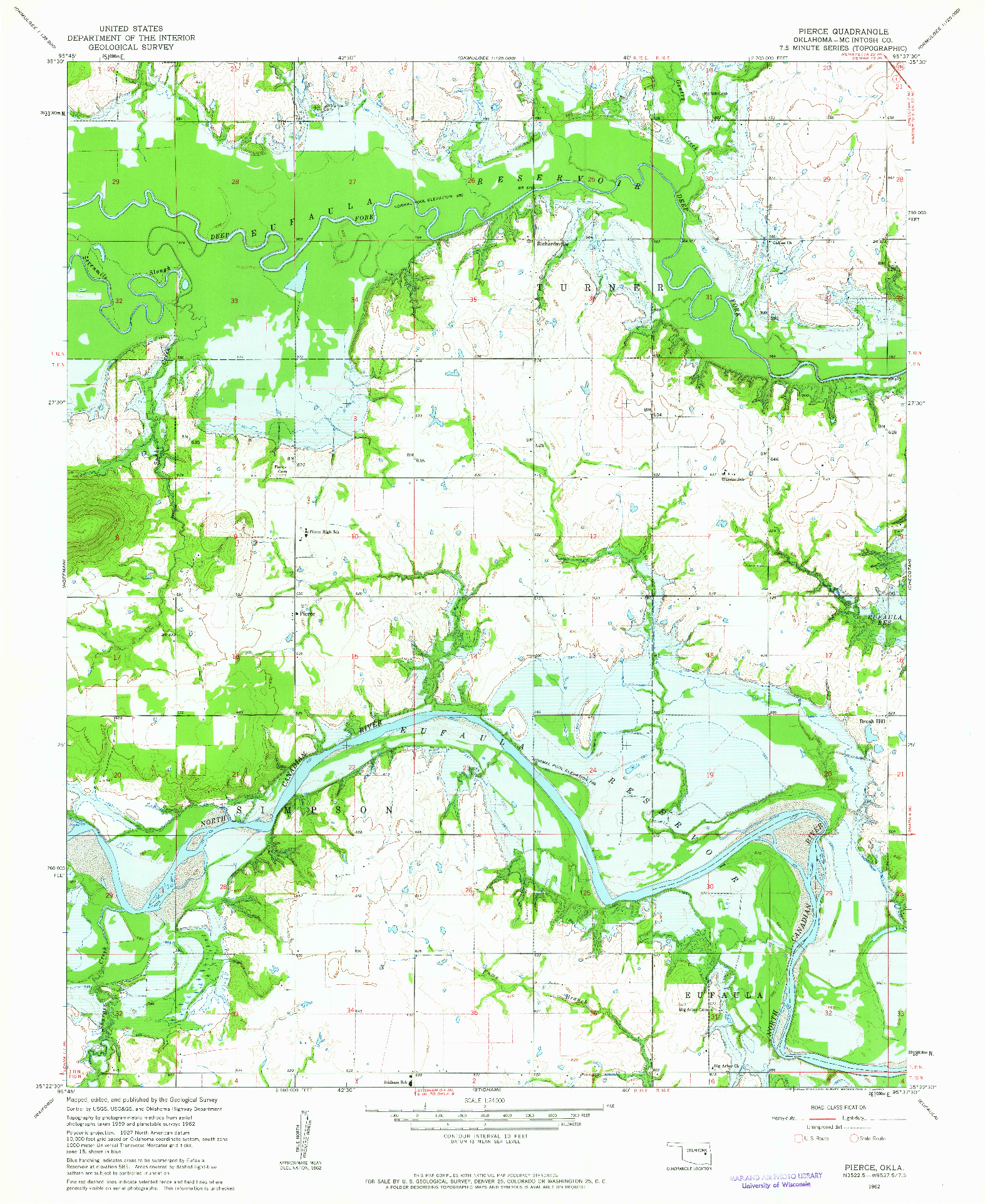 USGS 1:24000-SCALE QUADRANGLE FOR PIERCE, OK 1962