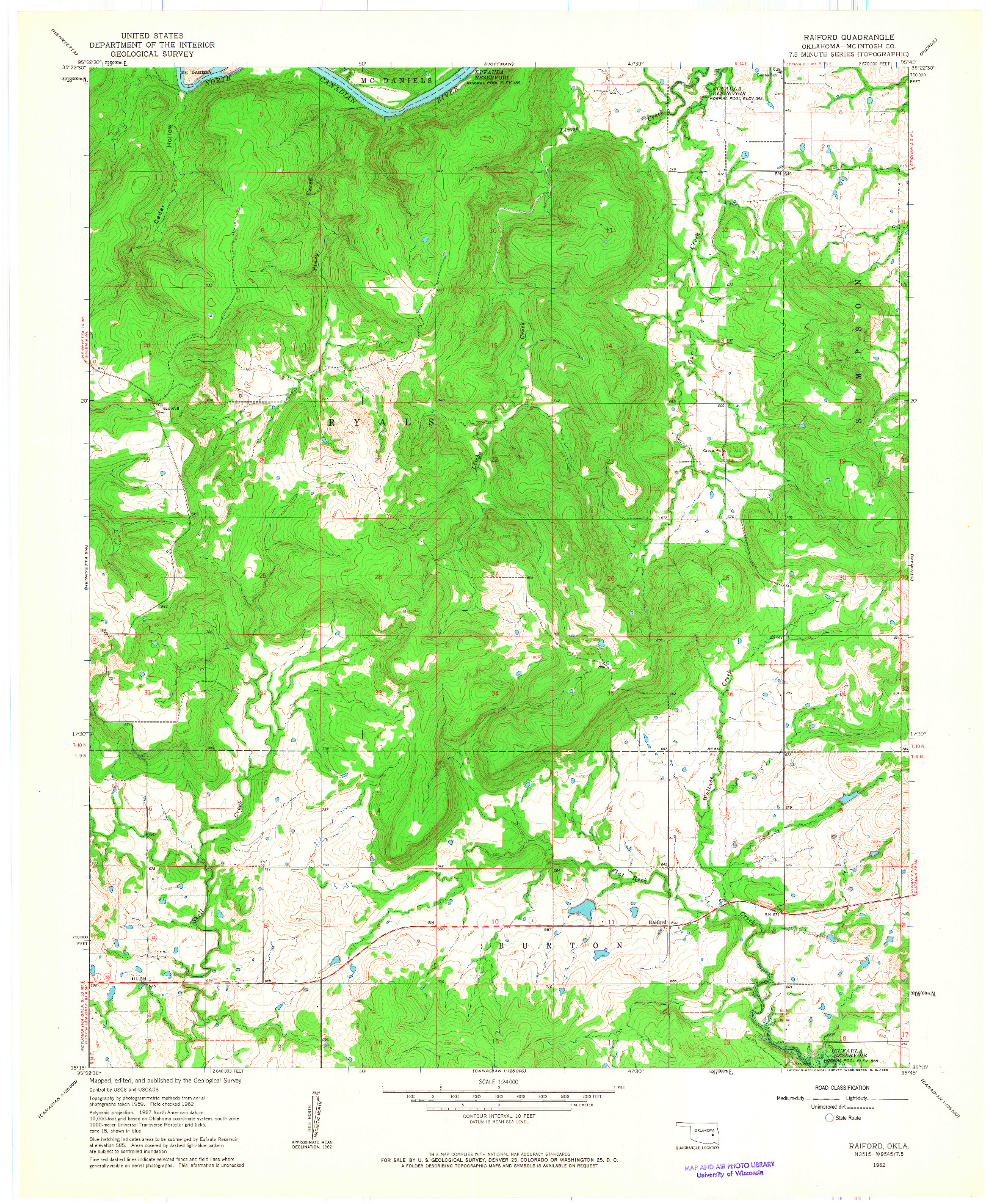 USGS 1:24000-SCALE QUADRANGLE FOR RAIFORD, OK 1962