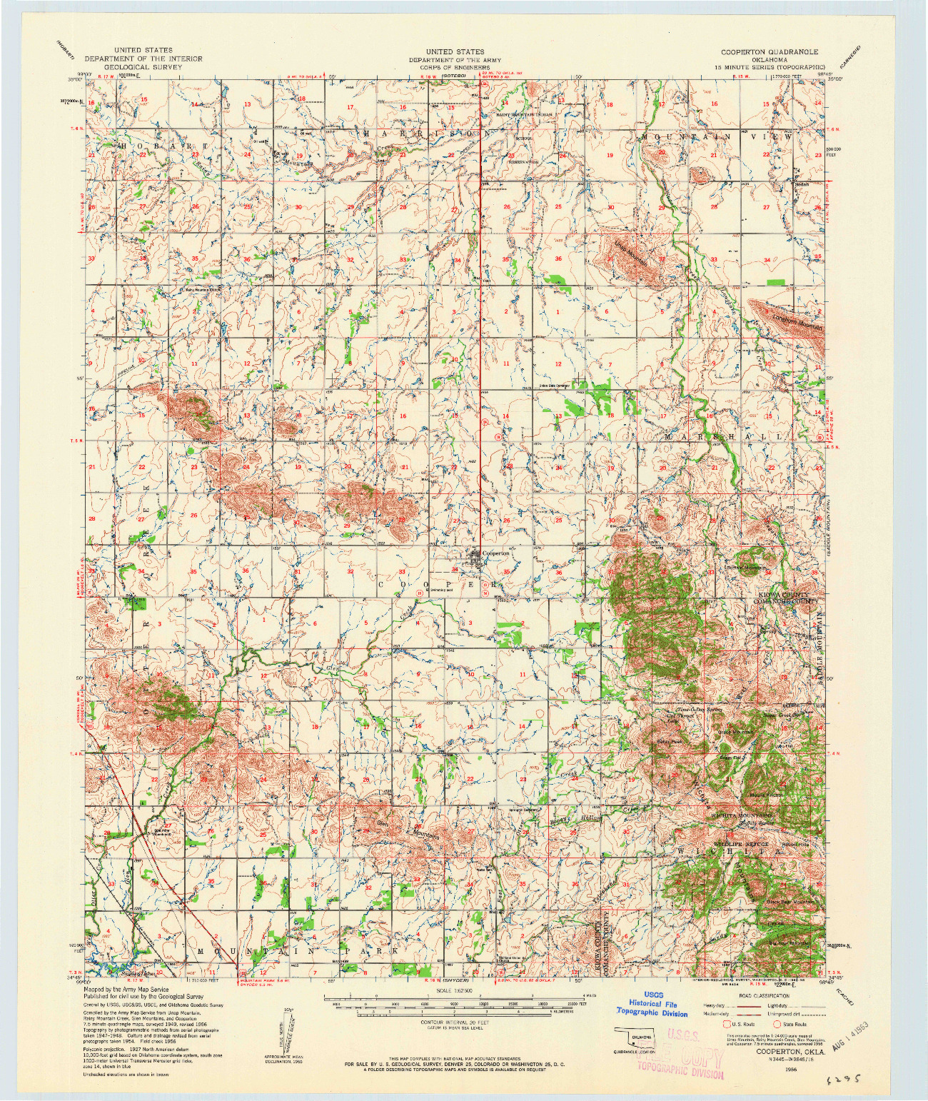 USGS 1:62500-SCALE QUADRANGLE FOR COOPERTON, OK 1956