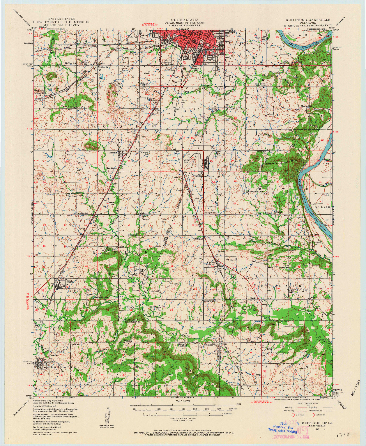 USGS 1:62500-SCALE QUADRANGLE FOR KEEFETON, OK 1948