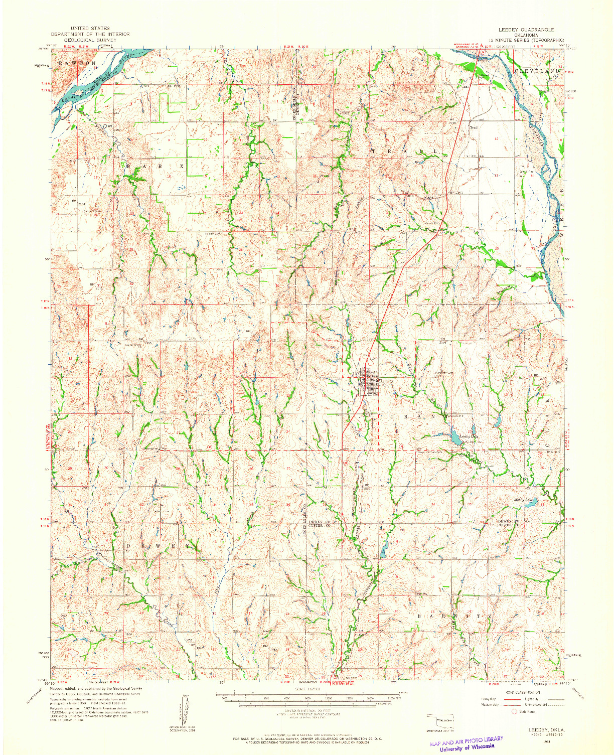 USGS 1:62500-SCALE QUADRANGLE FOR LEEDEY, OK 1961