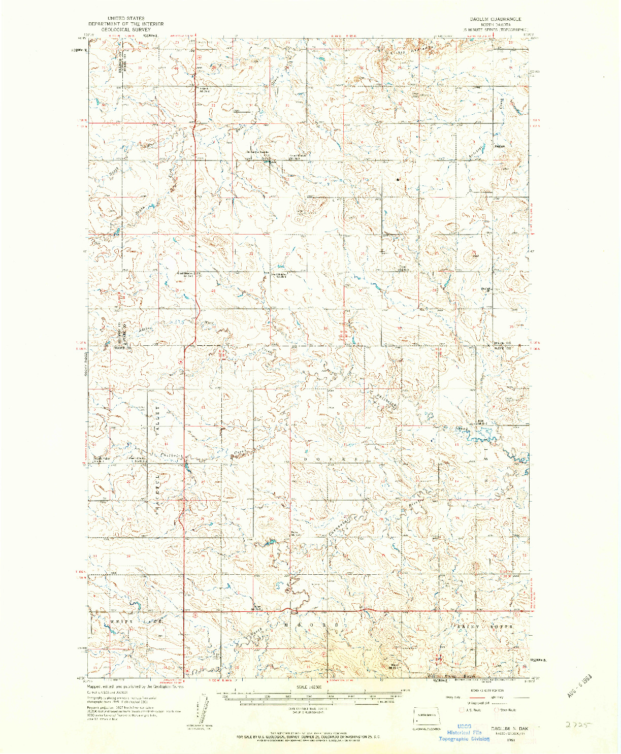 USGS 1:62500-SCALE QUADRANGLE FOR DAGLUM, ND 1961