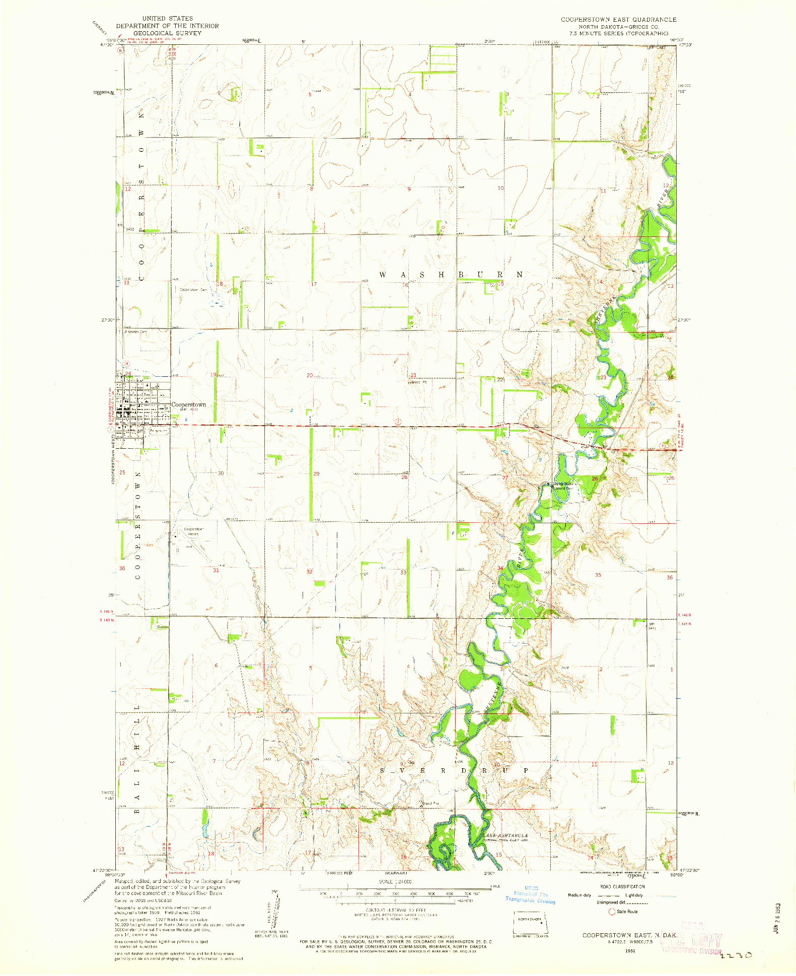 USGS 1:24000-SCALE QUADRANGLE FOR COOPERSTOWN EAST, ND 1961