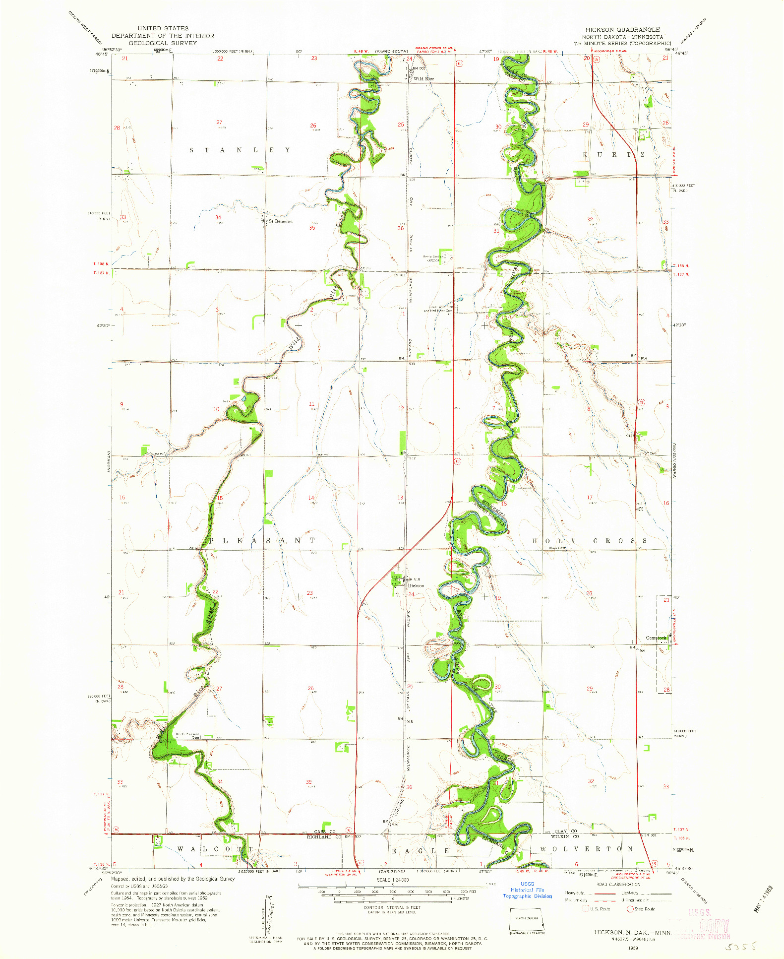 USGS 1:24000-SCALE QUADRANGLE FOR HICKSON, ND 1959