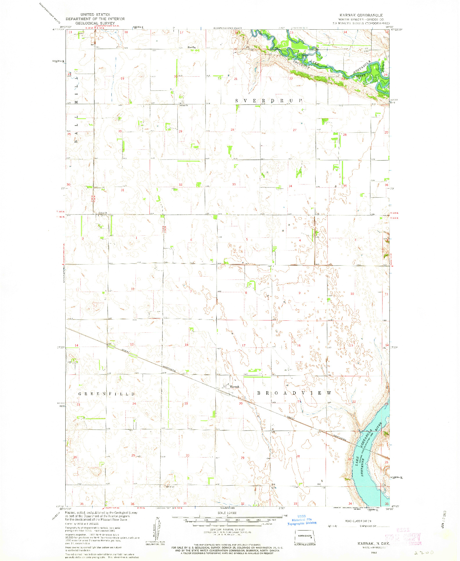 USGS 1:24000-SCALE QUADRANGLE FOR KARNAK, ND 1961