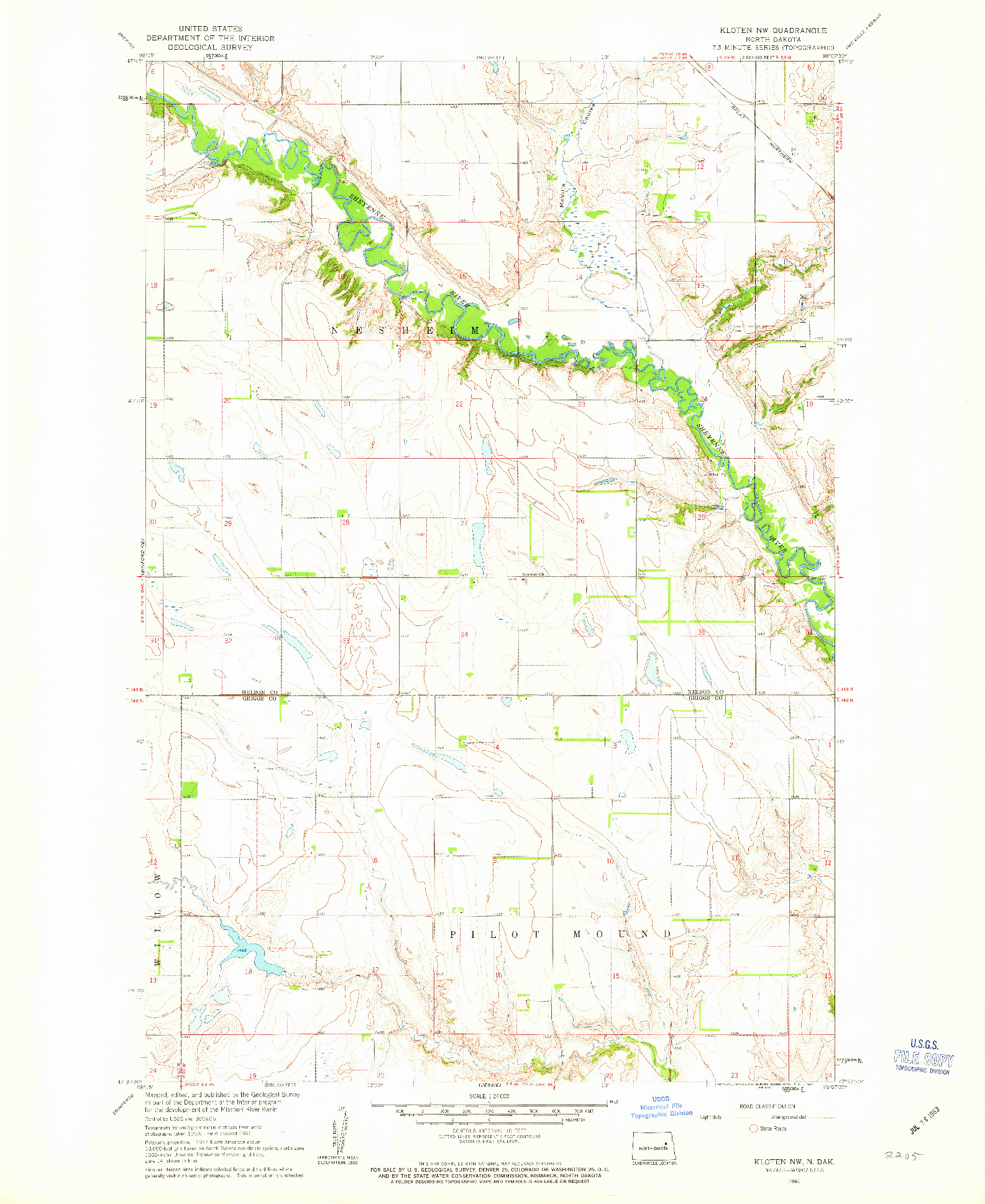 USGS 1:24000-SCALE QUADRANGLE FOR KLOTEN NW, ND 1961