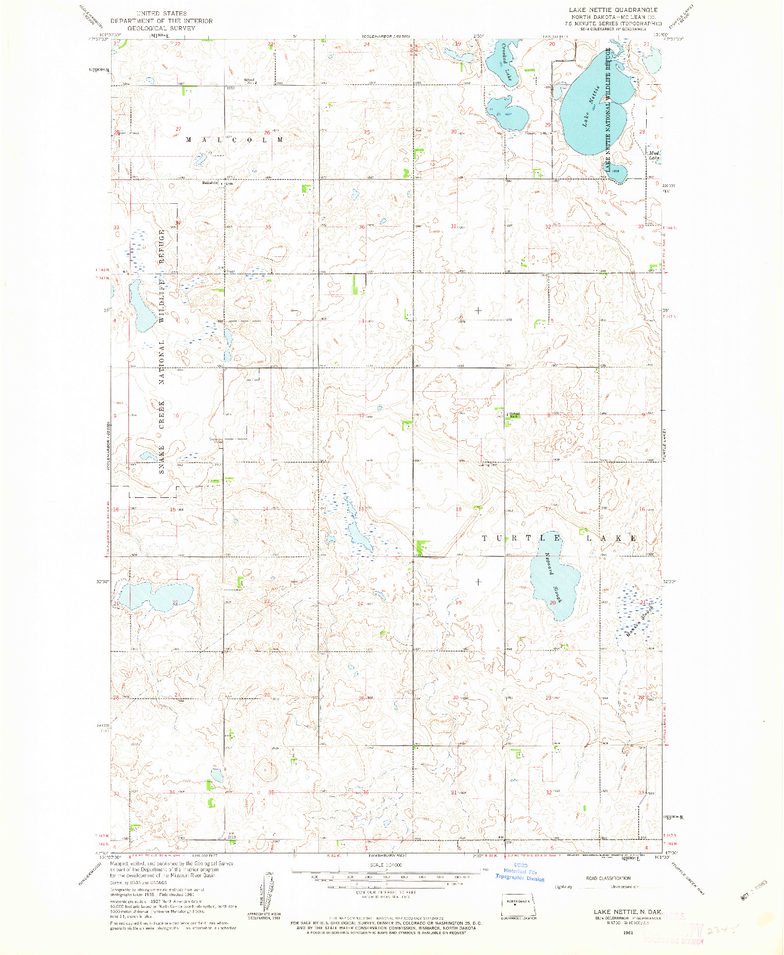 USGS 1:24000-SCALE QUADRANGLE FOR LAKE NETTIE, ND 1961