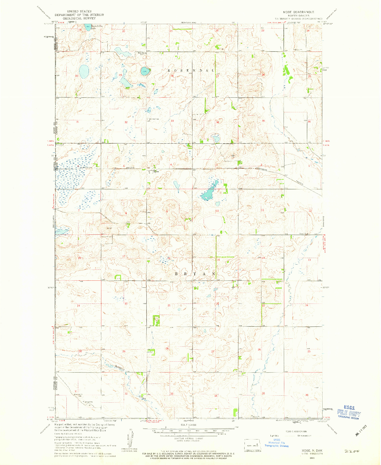 USGS 1:24000-SCALE QUADRANGLE FOR MOSE, ND 1961