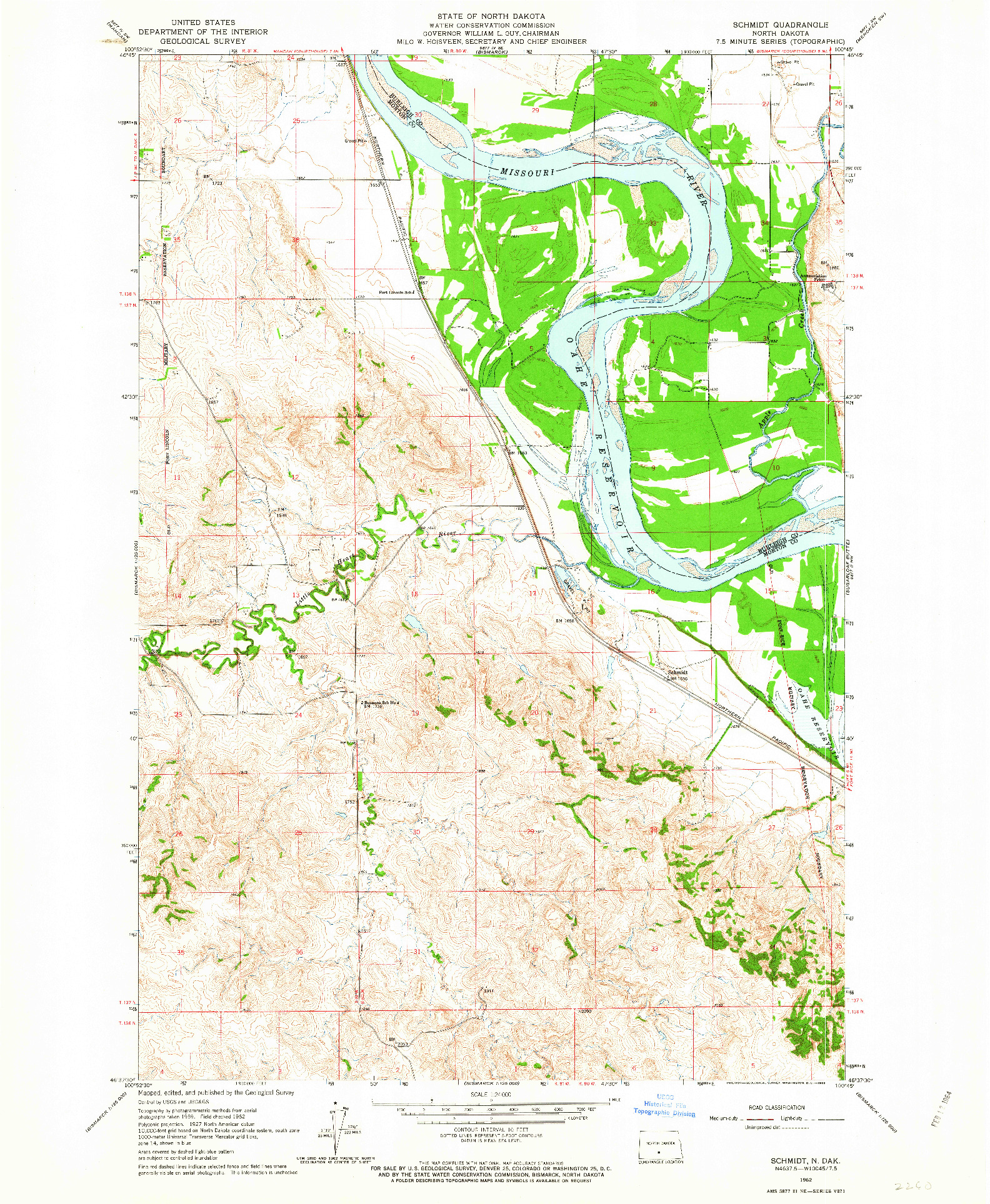 USGS 1:24000-SCALE QUADRANGLE FOR SCHMIDT, ND 1962