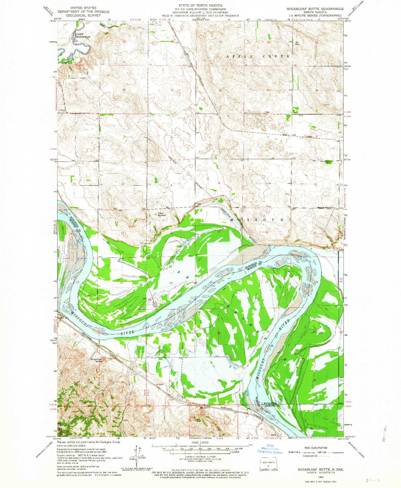 USGS 1:24000-SCALE QUADRANGLE FOR SUGARLOAF BUTTE, ND 1962