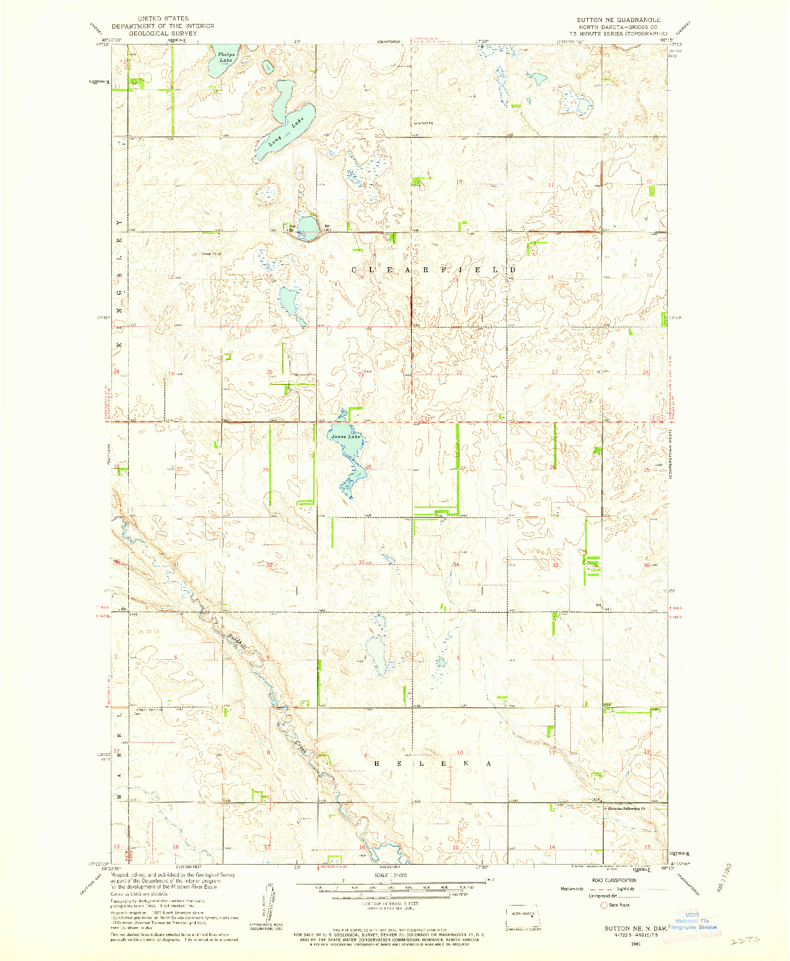 USGS 1:24000-SCALE QUADRANGLE FOR SUTTON NE, ND 1961