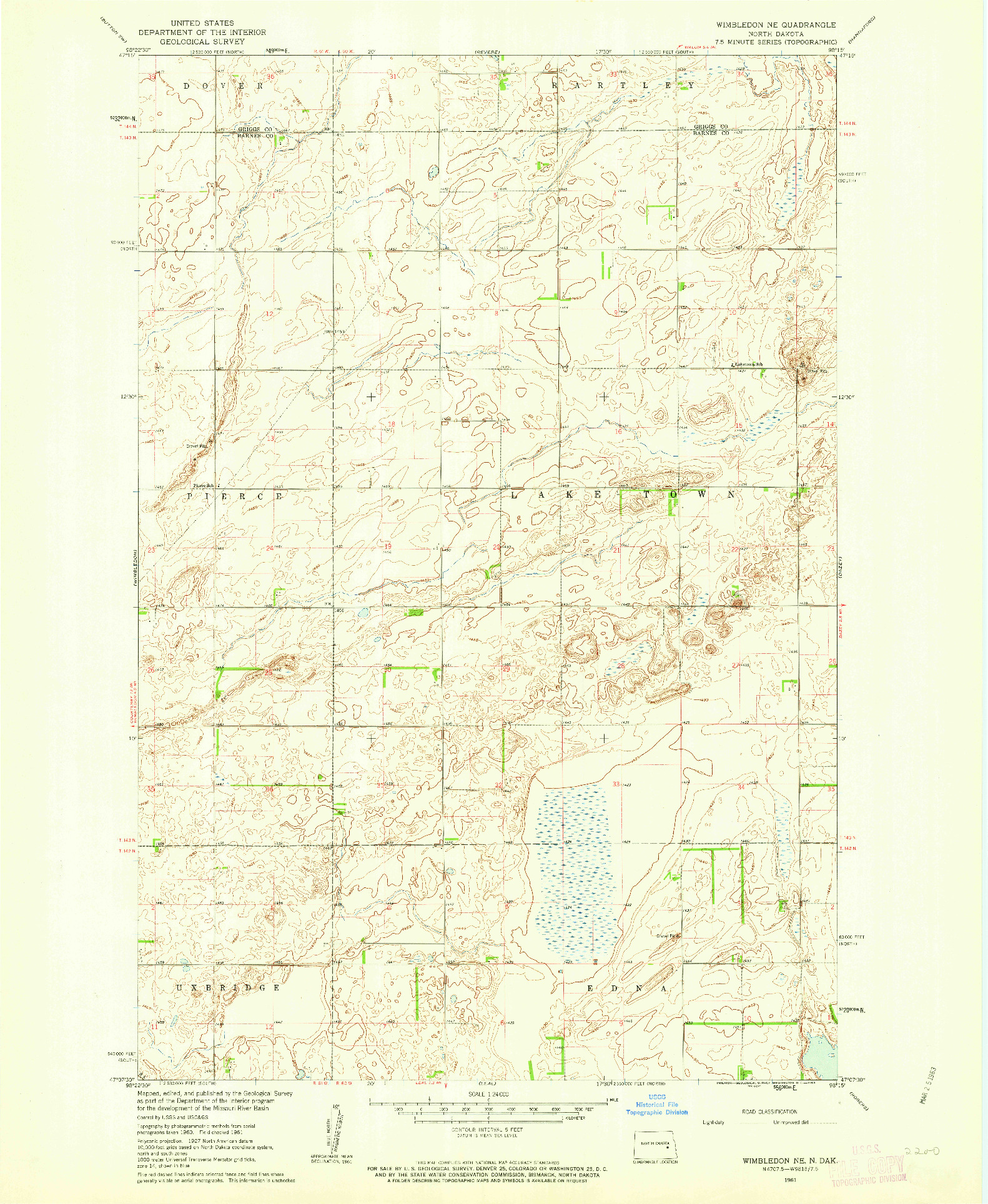USGS 1:24000-SCALE QUADRANGLE FOR WIMBLEDON NE, ND 1961