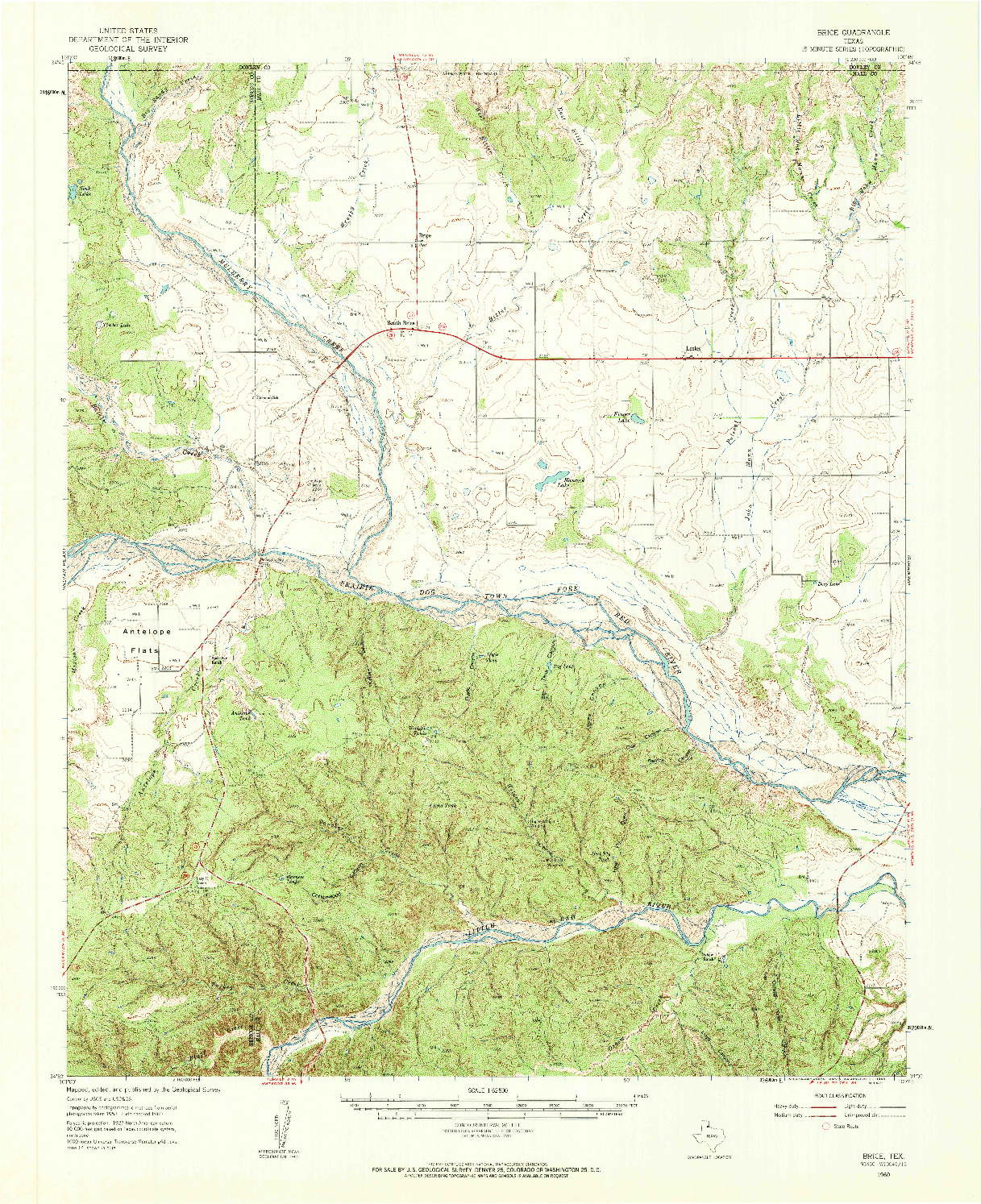 USGS 1:62500-SCALE QUADRANGLE FOR BRICE, TX 1960