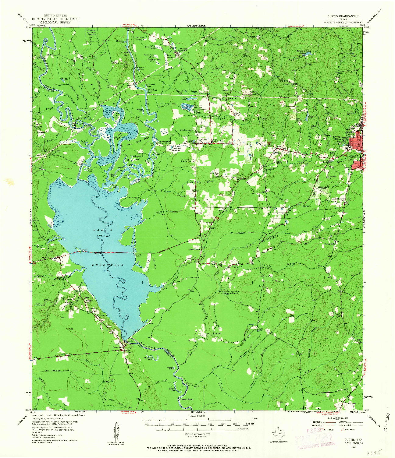 USGS 1:62500-SCALE QUADRANGLE FOR CURTIS, TX 1955