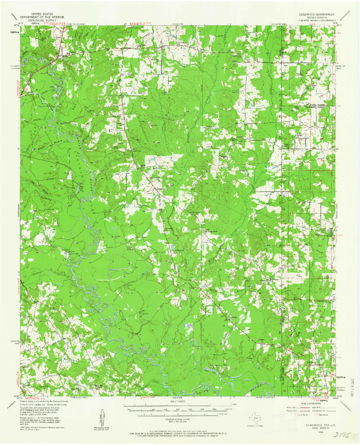 USGS 1:62500-SCALE QUADRANGLE FOR DEADWOOD, TX 1956