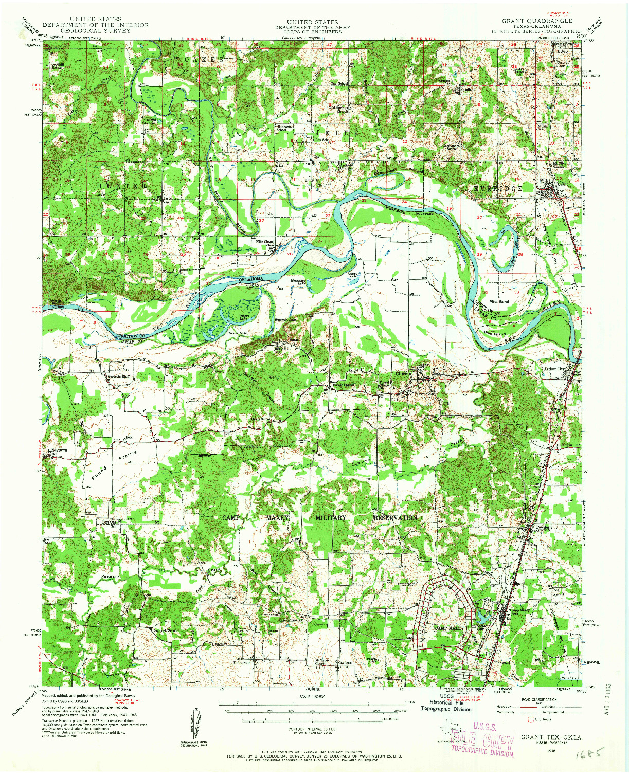 USGS 1:62500-SCALE QUADRANGLE FOR GRANT, TX 1948