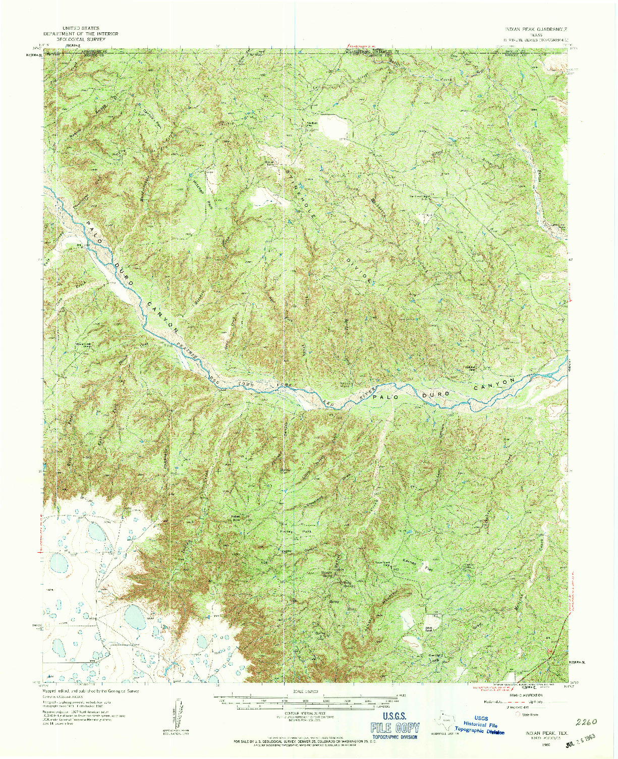 USGS 1:62500-SCALE QUADRANGLE FOR INDIAN PEAK, TX 1960