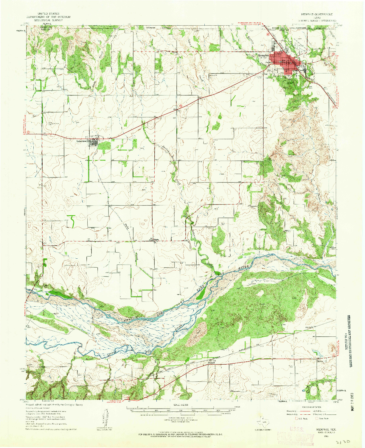 USGS 1:62500-SCALE QUADRANGLE FOR MEMPHIS, TX 1961