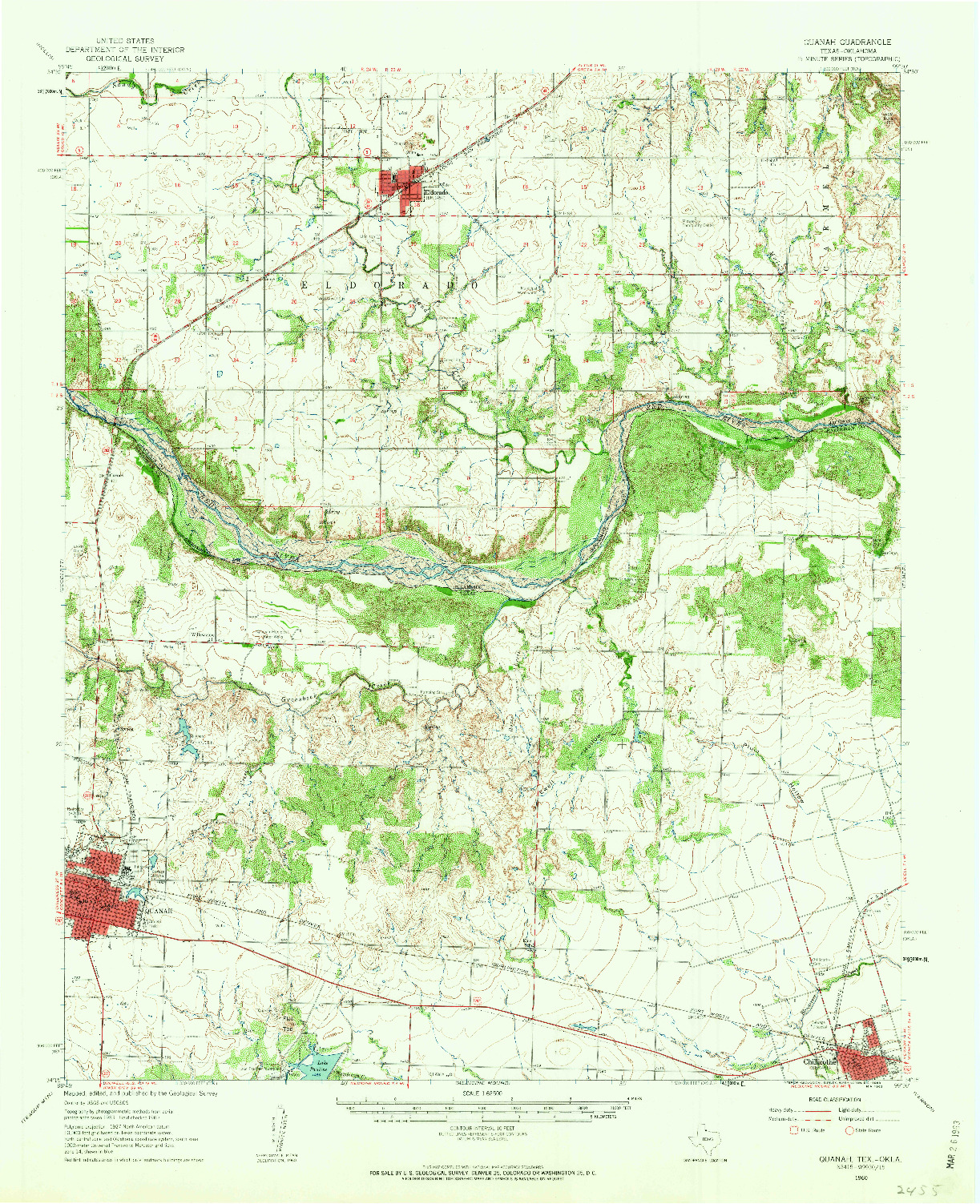 USGS 1:62500-SCALE QUADRANGLE FOR QUANAH, TX 1960